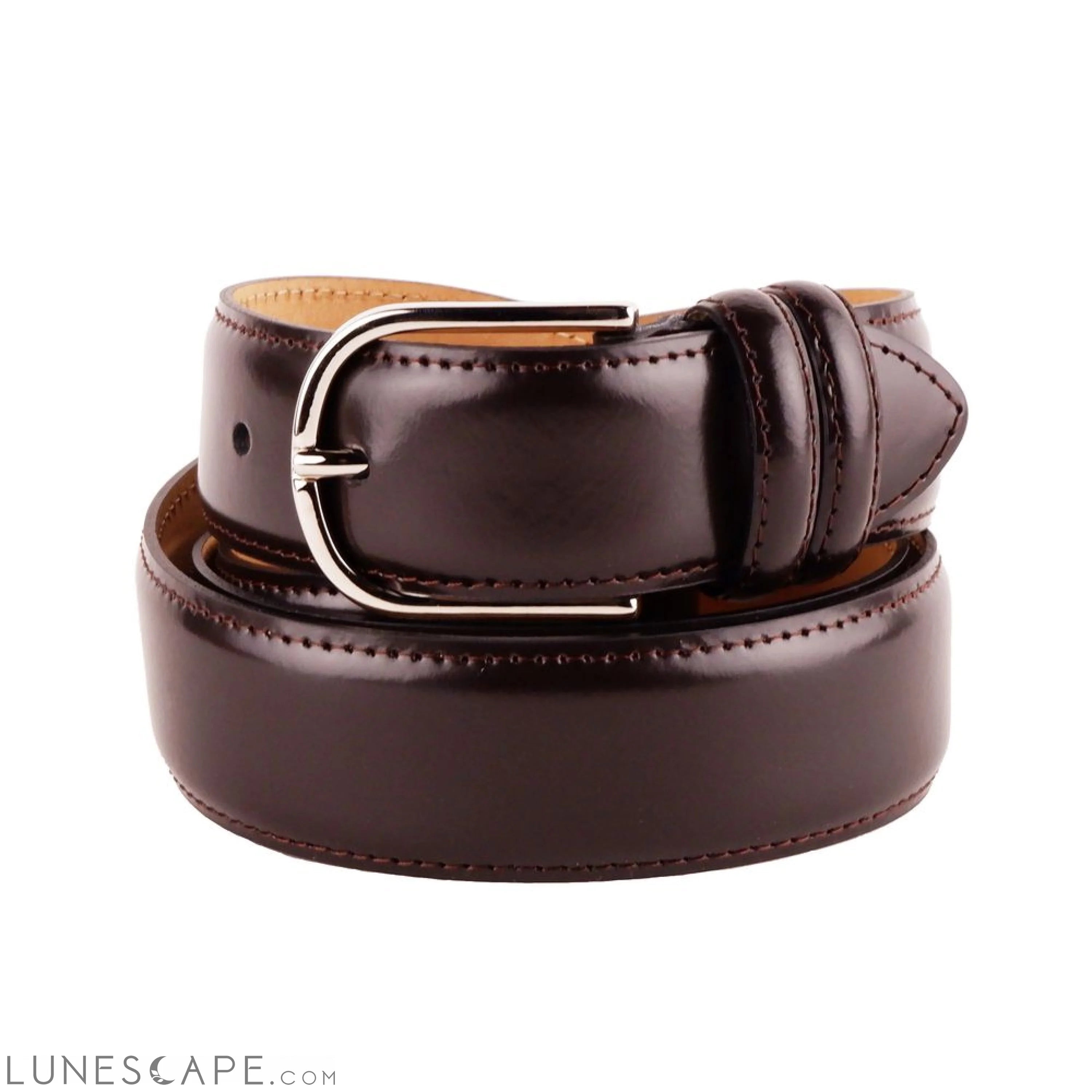 Lunescape Made in Italy Elegant Smooth Brown Calfskin Belt LUNESCAPE