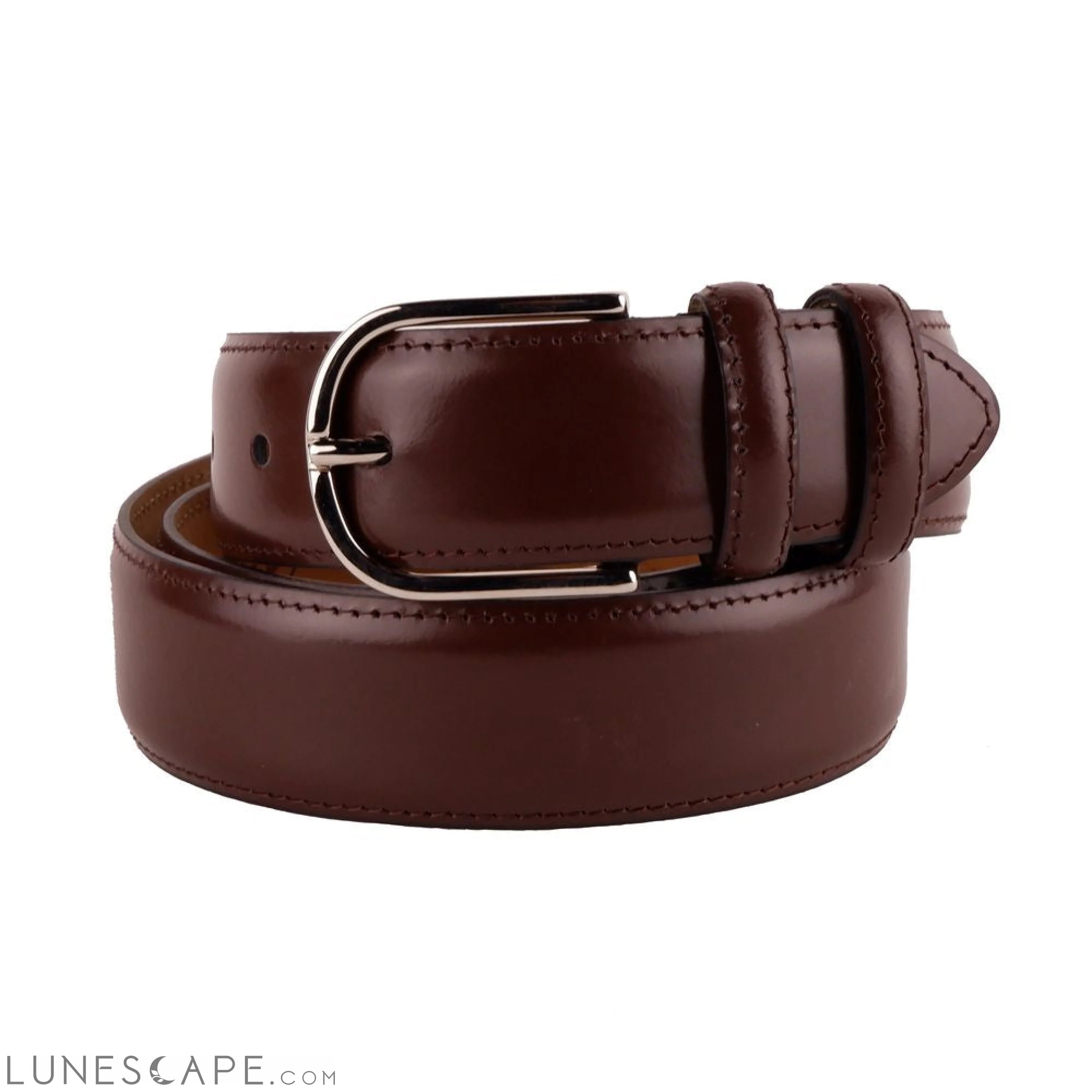 Lunescape Made in Italy Elegant Smooth Brown Calfskin Belt LUNESCAPE