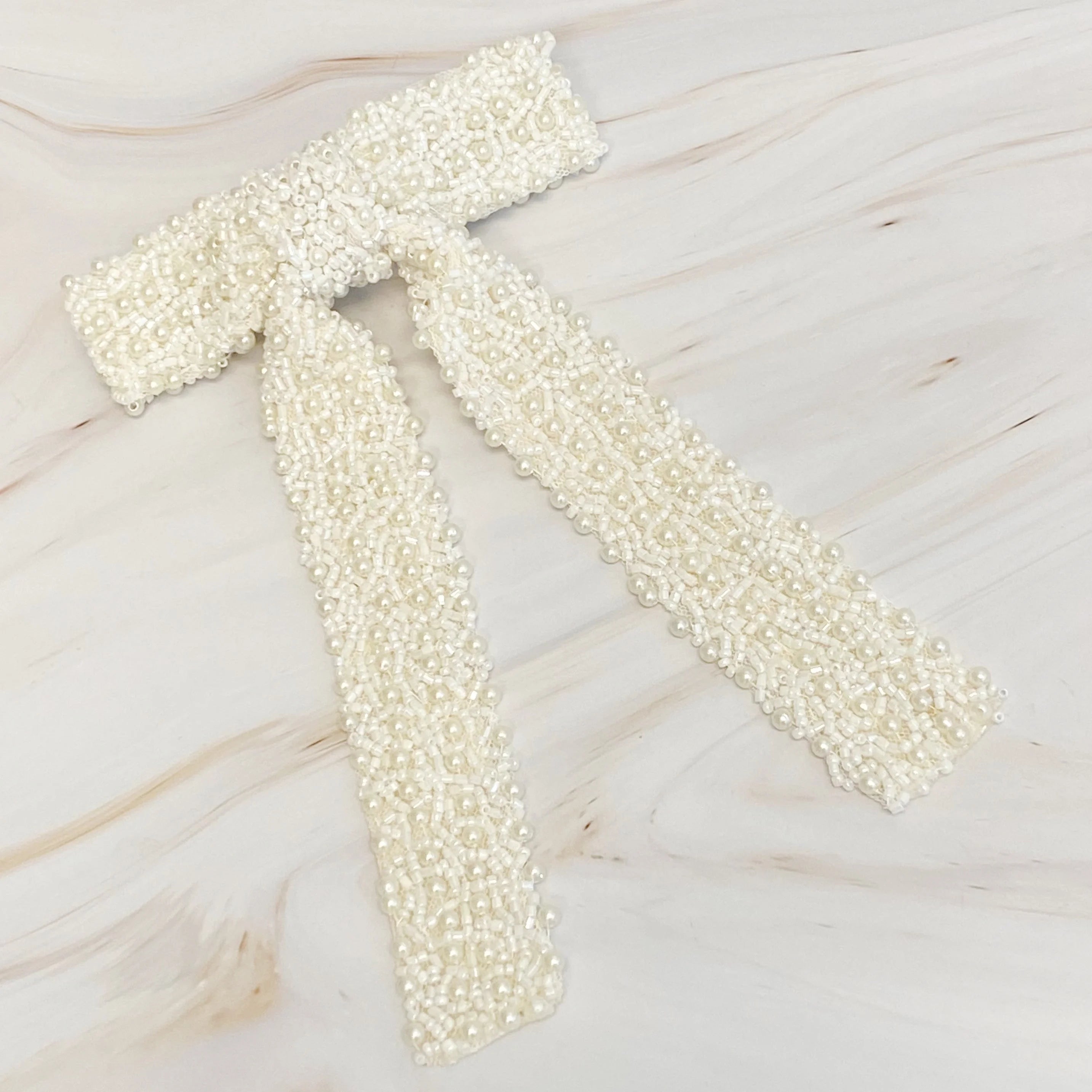 Luxe Beaded Pretty Bow Hair Clip LUNESCAPE
