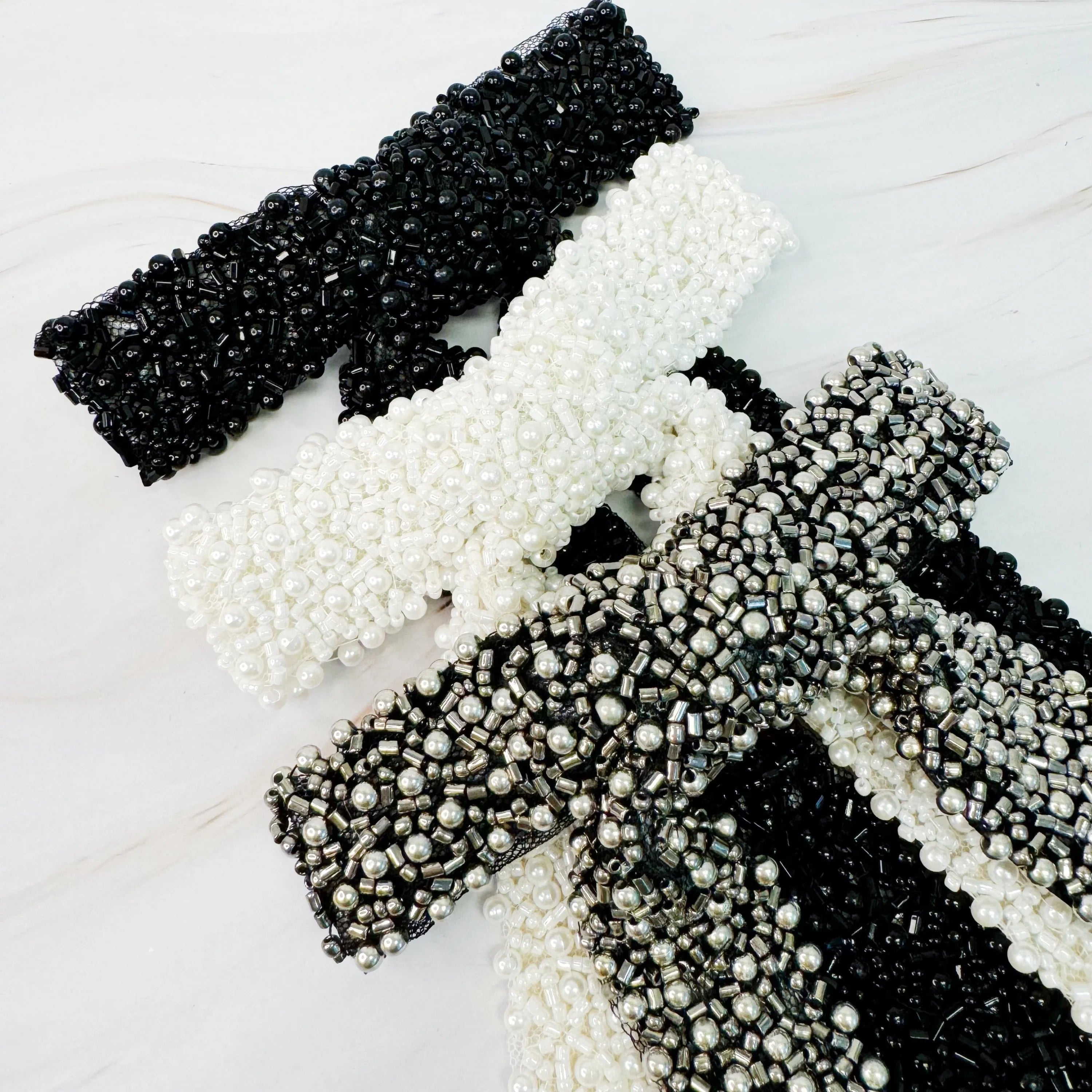 Luxe Beaded Pretty Bow Hair Clip LUNESCAPE