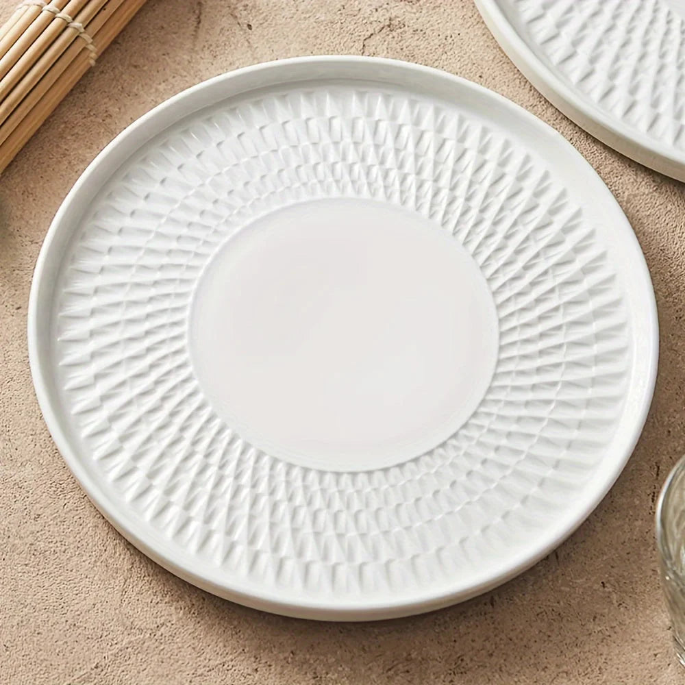 Luxurious Round Ceramic Dinner Plates for Gourmet Dining LUNESCAPE