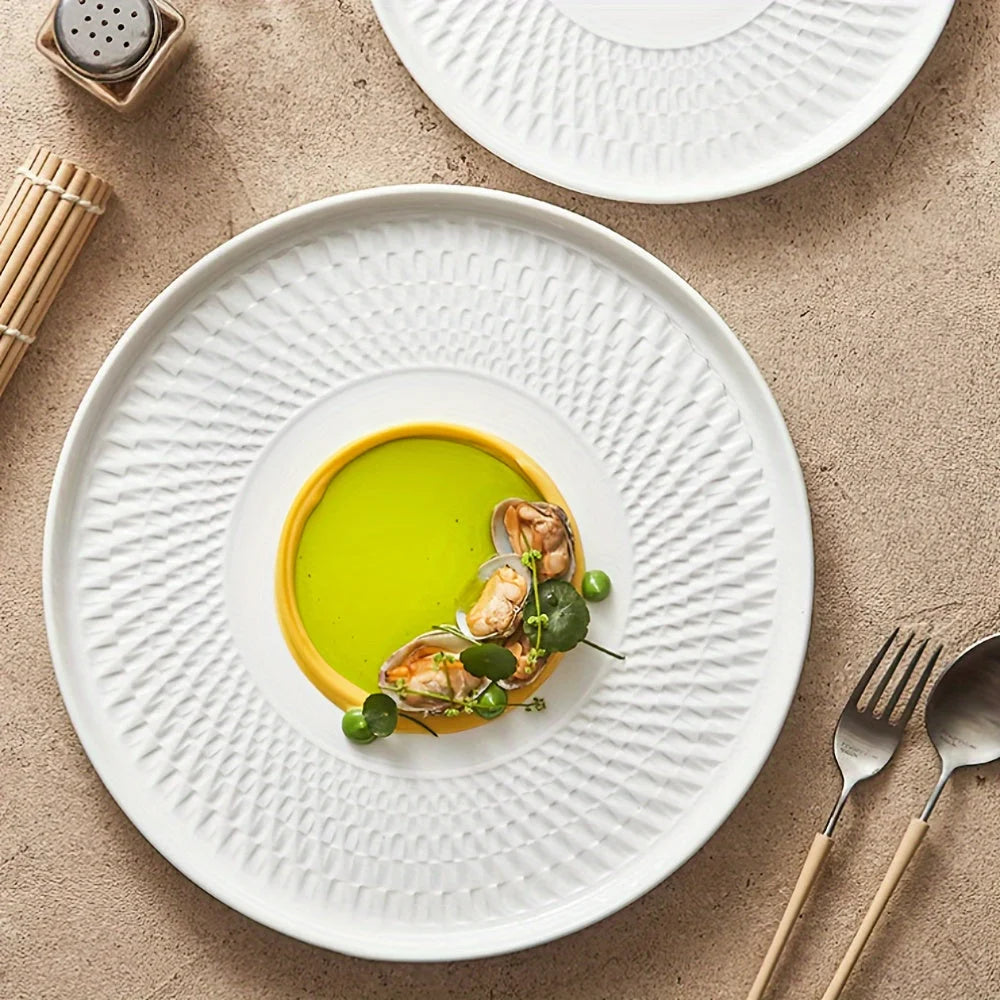 Luxurious Round Ceramic Dinner Plates for Gourmet Dining LUNESCAPE