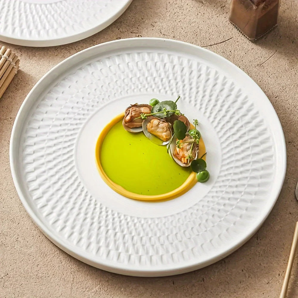 Luxurious Round Ceramic Dinner Plates for Gourmet Dining LUNESCAPE
