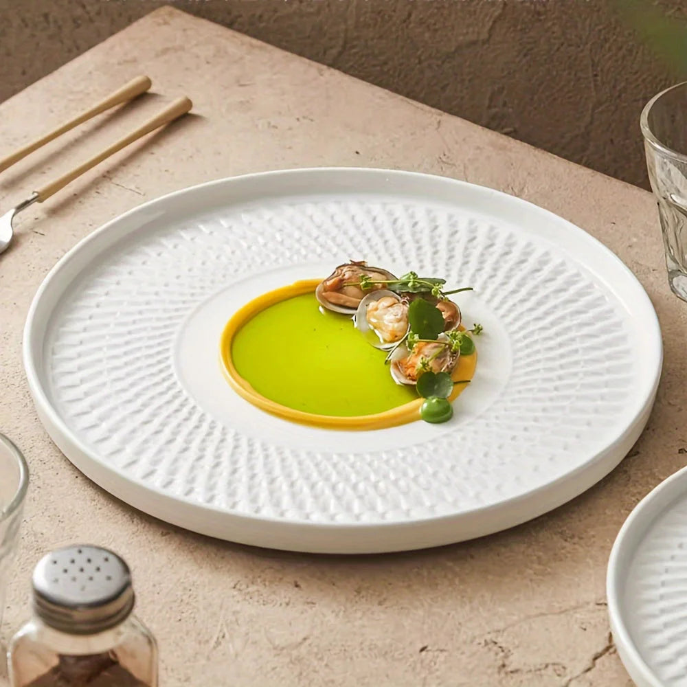 Luxurious Round Ceramic Dinner Plates for Gourmet Dining LUNESCAPE