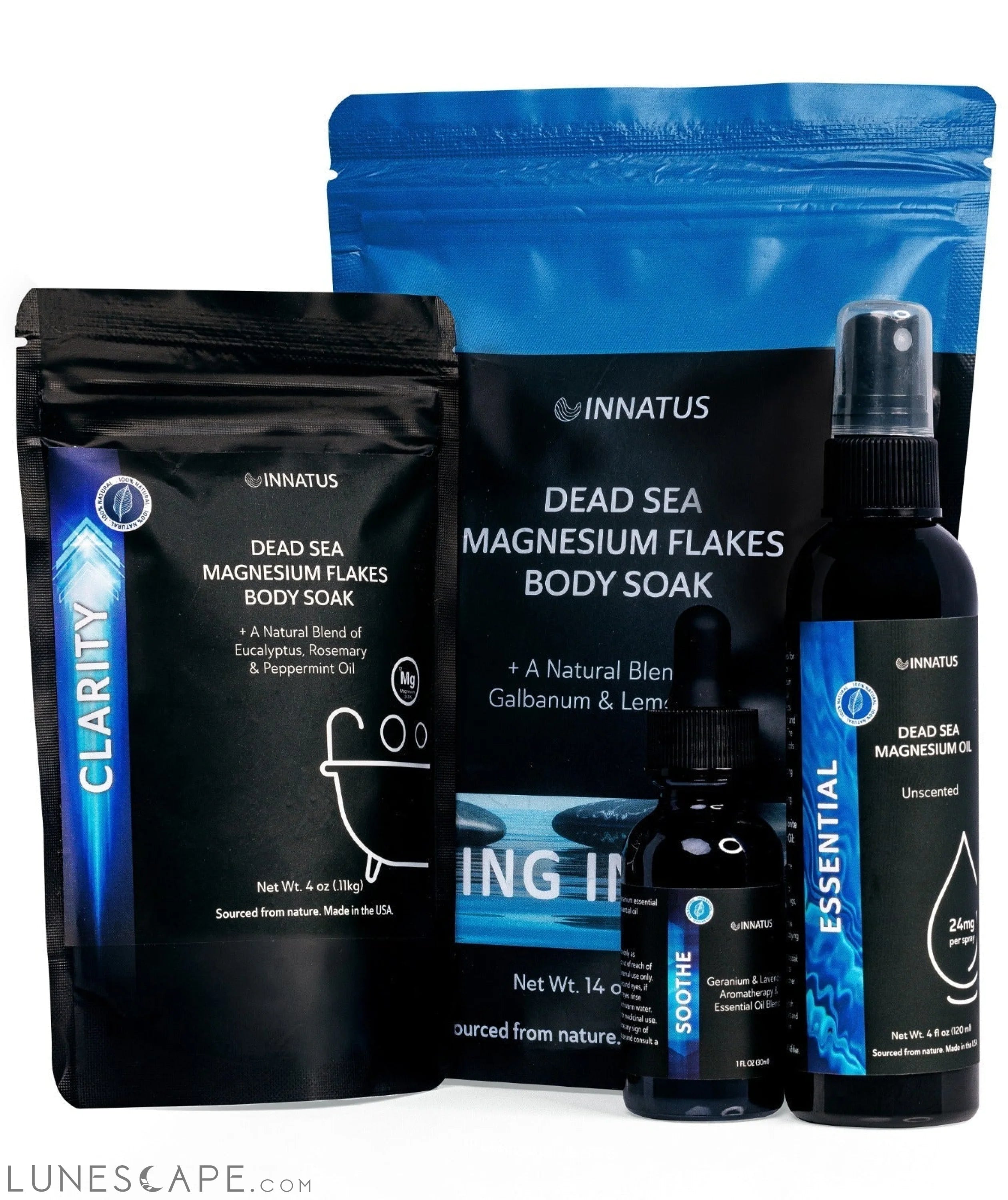 Luxury Dead Sea Spa Gift Set – Bath Salt, Magnesium Flakes, Magnesium LUNESCAPE