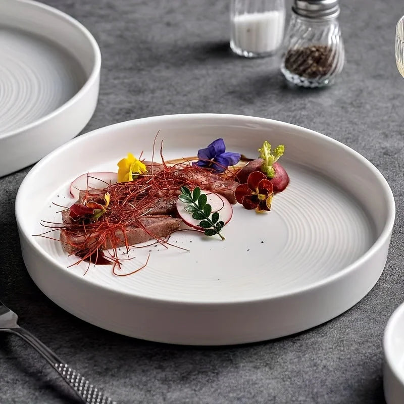 Luxury Oval Nordic White Ceramic Dinner Plate LUNESCAPE