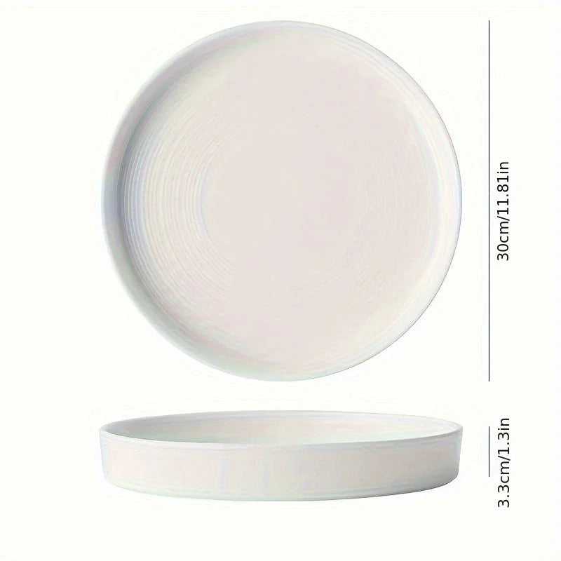 Luxury Oval Nordic White Ceramic Dinner Plate LUNESCAPE