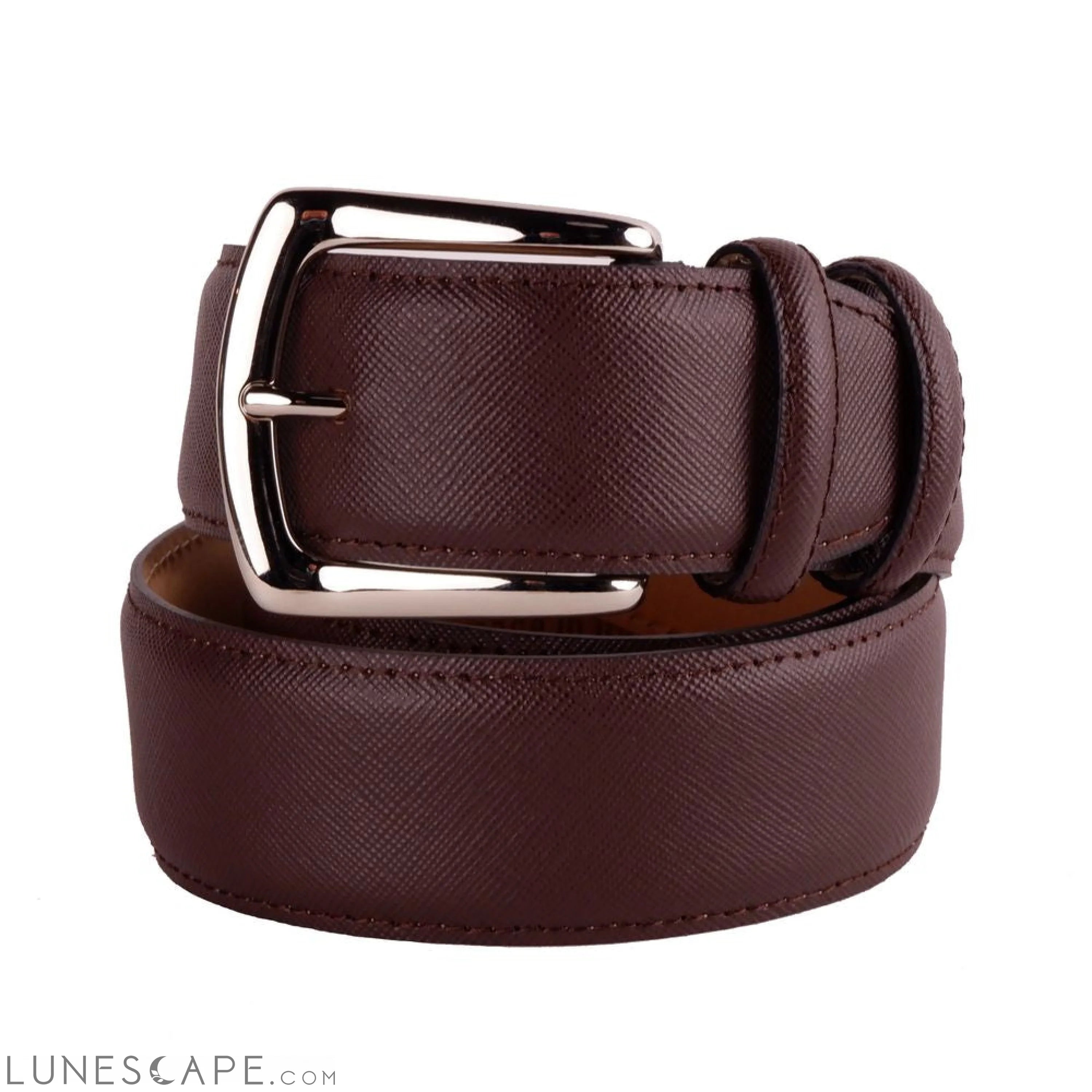 Lunescape Made in Italy Elegant Saffiano Calfskin Leather Belt LUNESCAPE