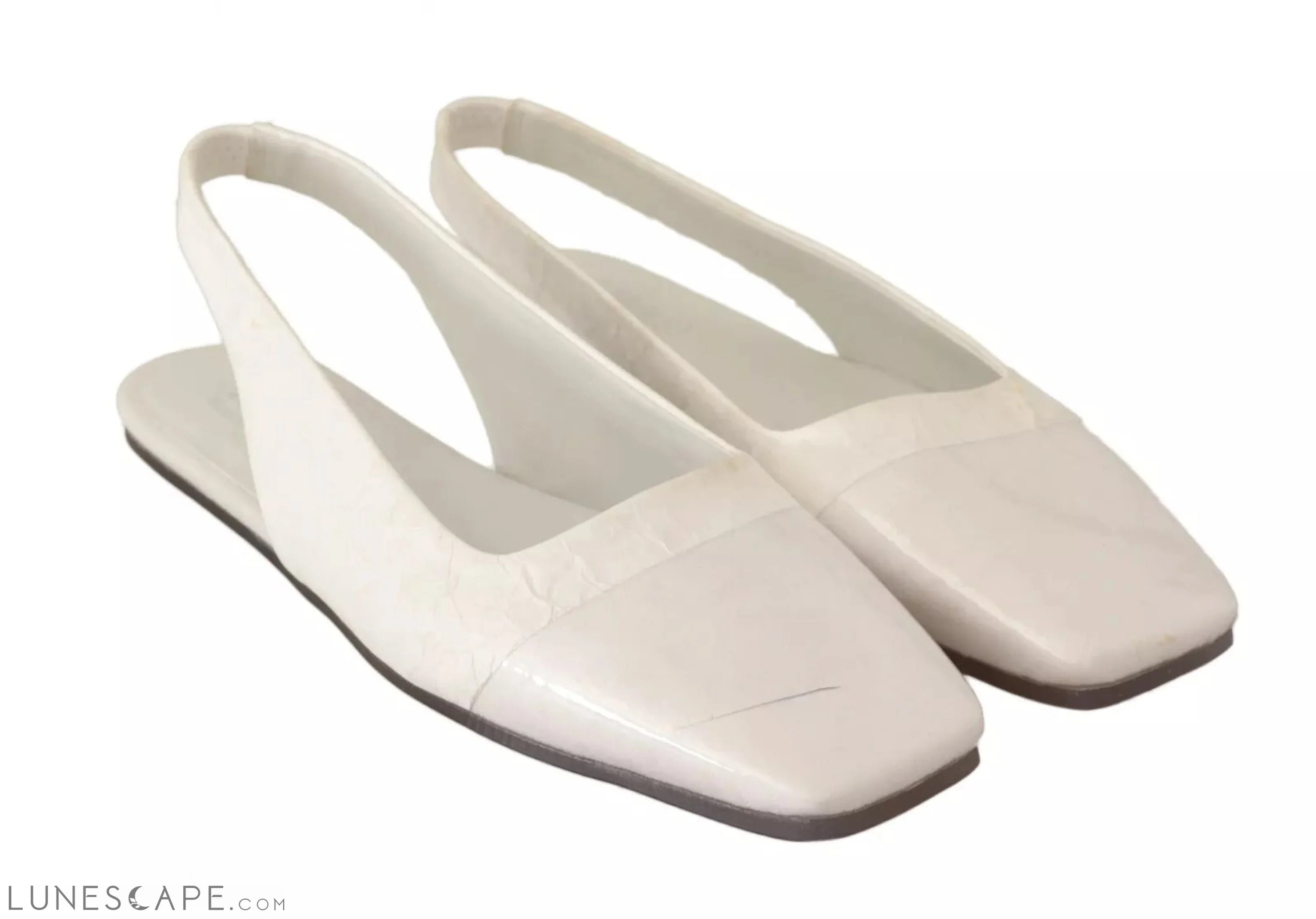 Maison Margiela White Leather Slingback Slip On Flats Shoes EU37/US6.5