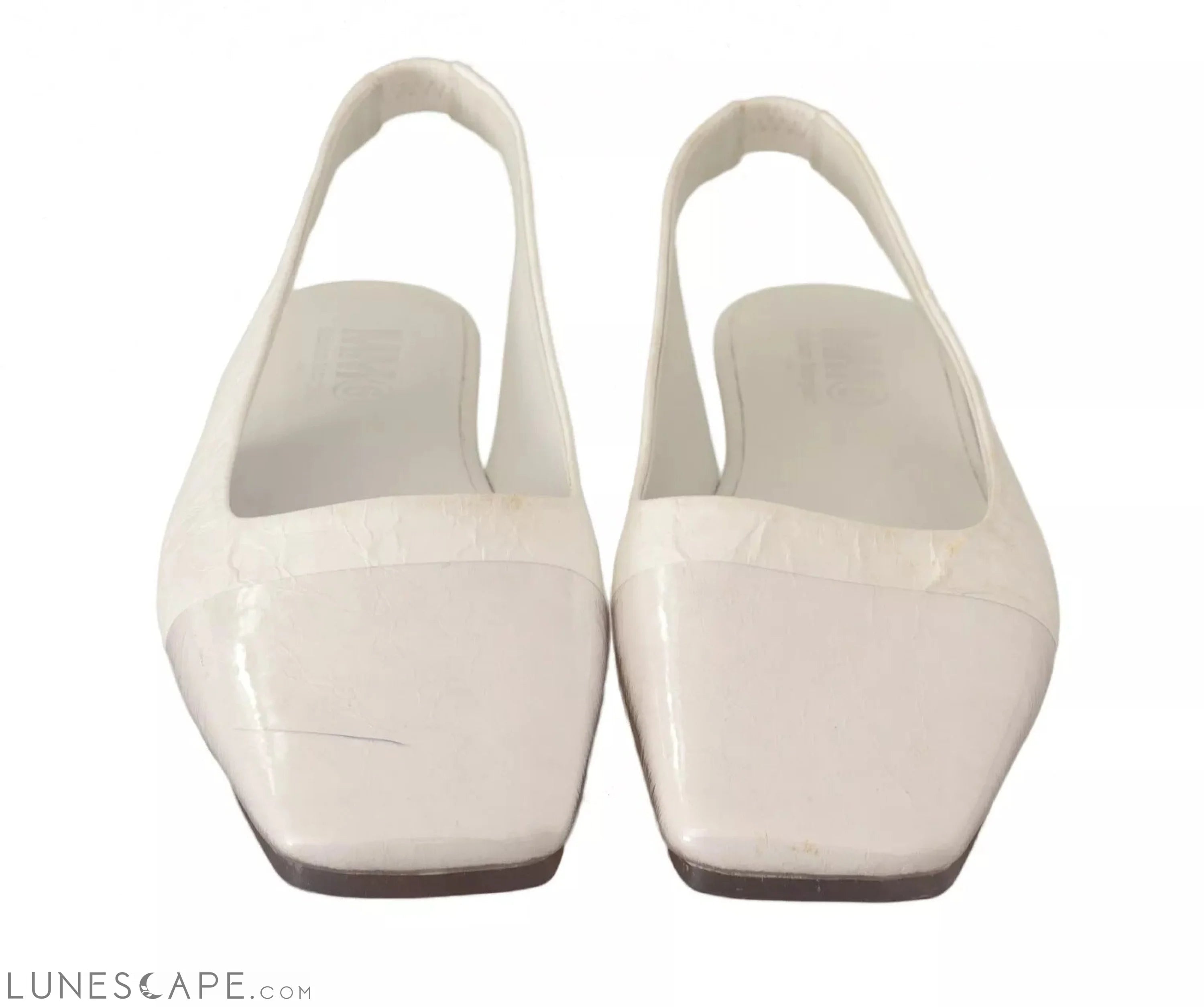 Maison Margiela White Leather Slingback Slip On Flats Shoes EU37/US6.5