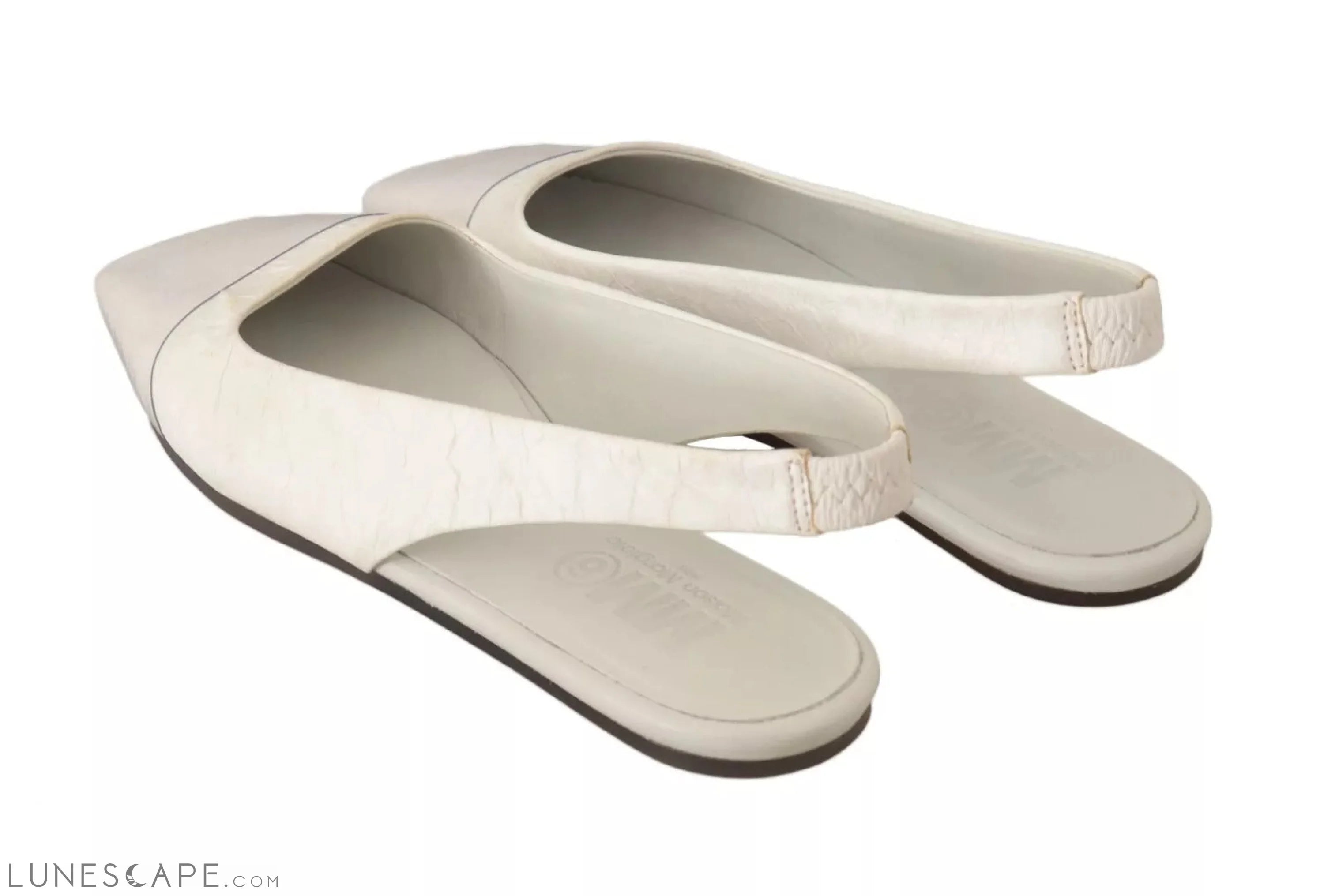 Maison Margiela White Leather Slingback Slip On Flats Shoes EU37/US6.5