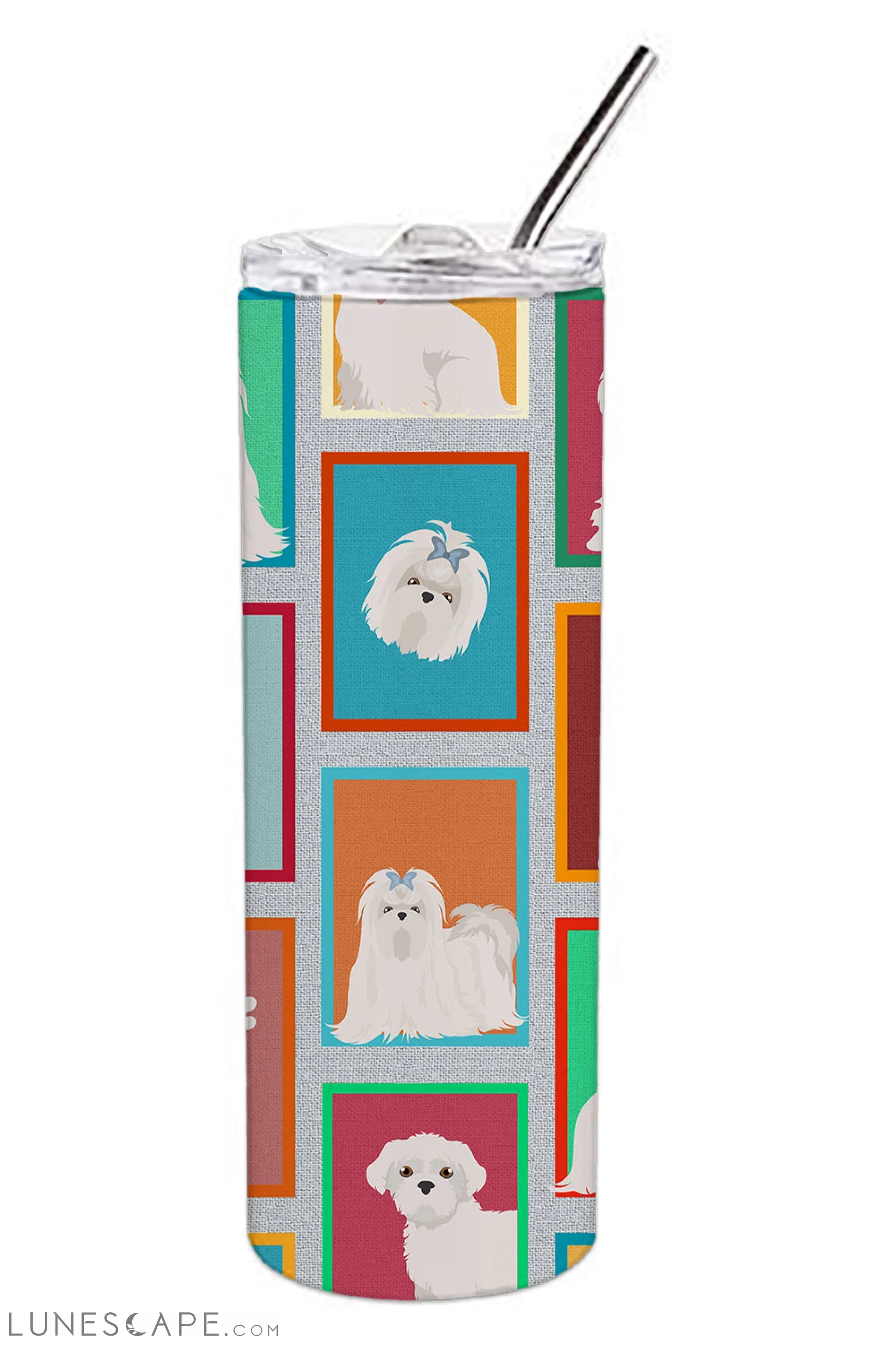 Maltese Stainless Steel Skinny Tumbler Travel Mug LUNESCAPE
