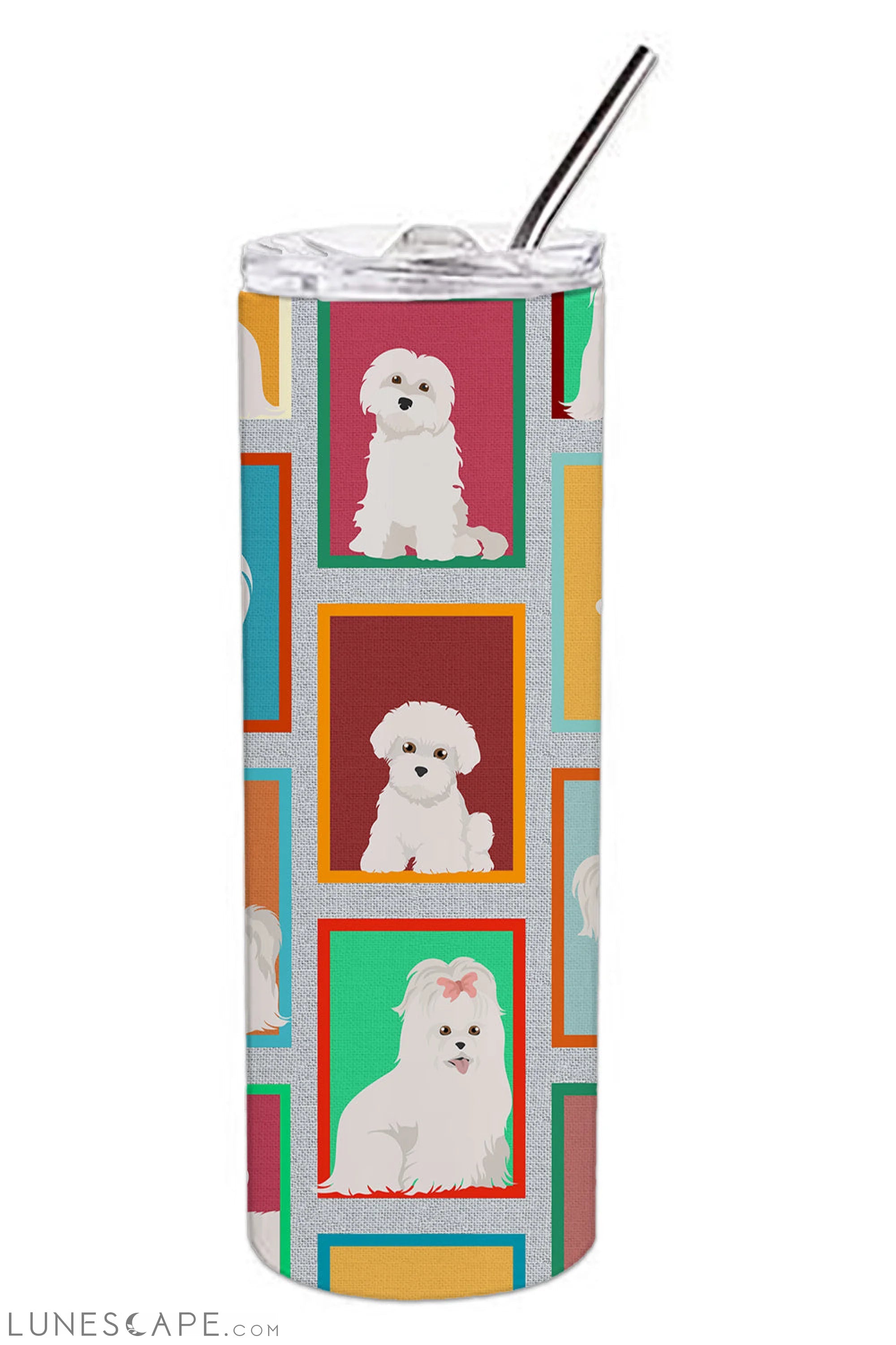 Maltese Stainless Steel Skinny Tumbler Travel Mug LUNESCAPE