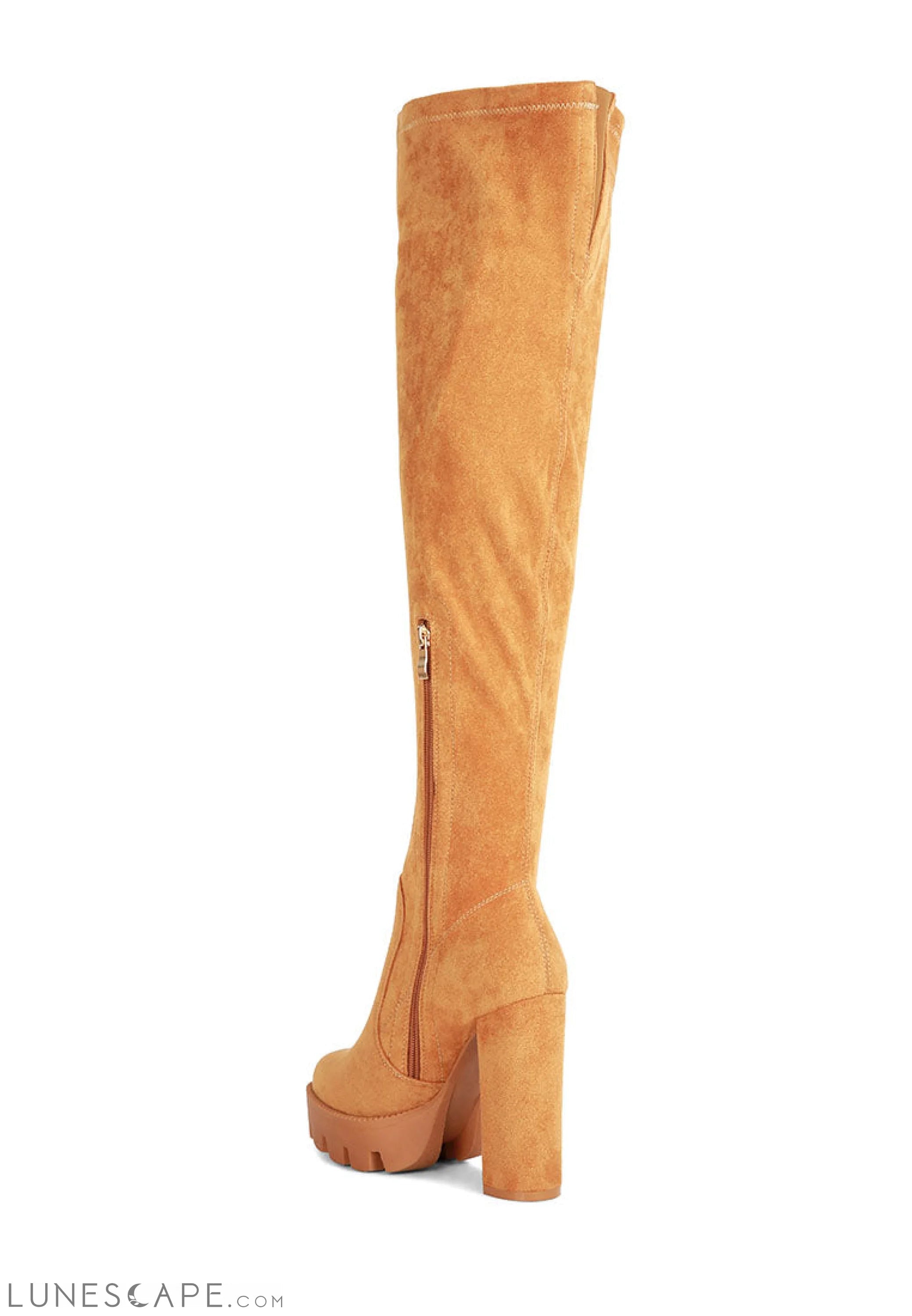 Maple Faux Suede Long Boots LUNESCAPE