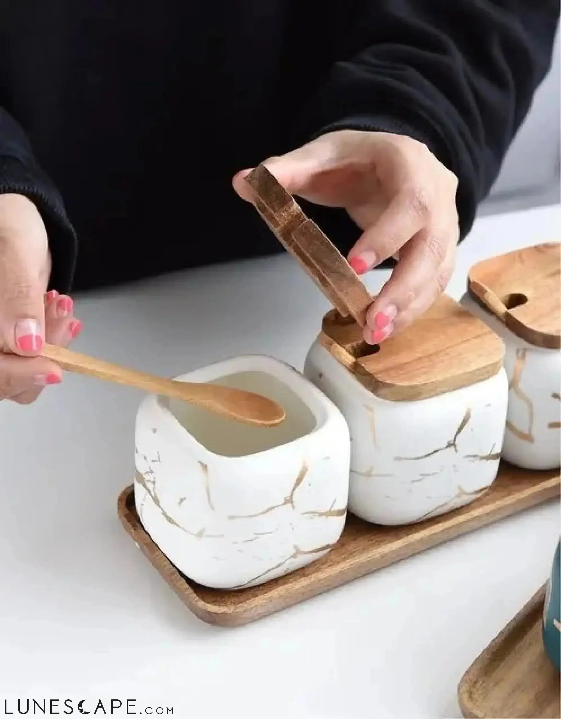 Marble Pattern Ceramic Spice Jars LUNESCAPE
