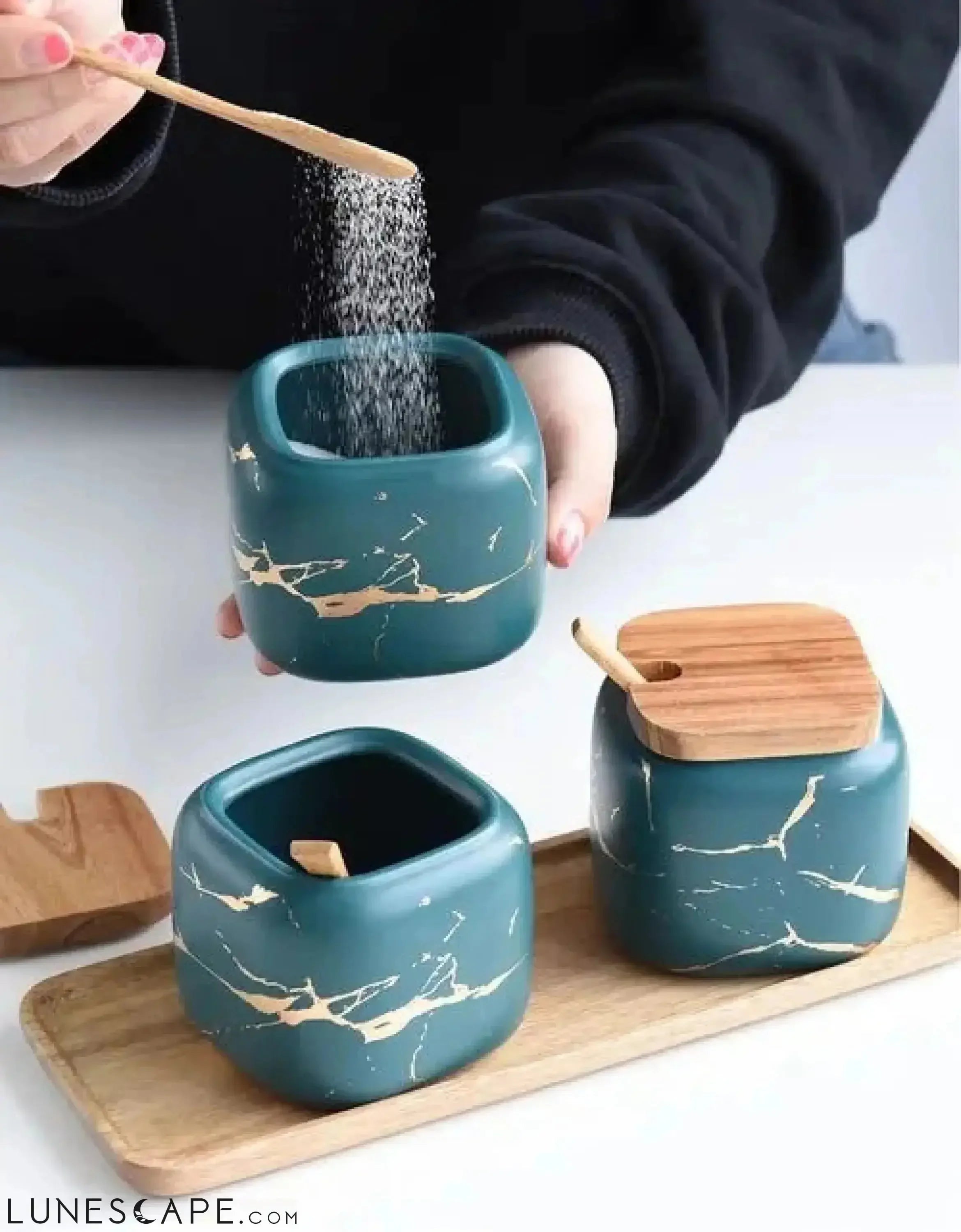 Marble Pattern Ceramic Spice Jars LUNESCAPE