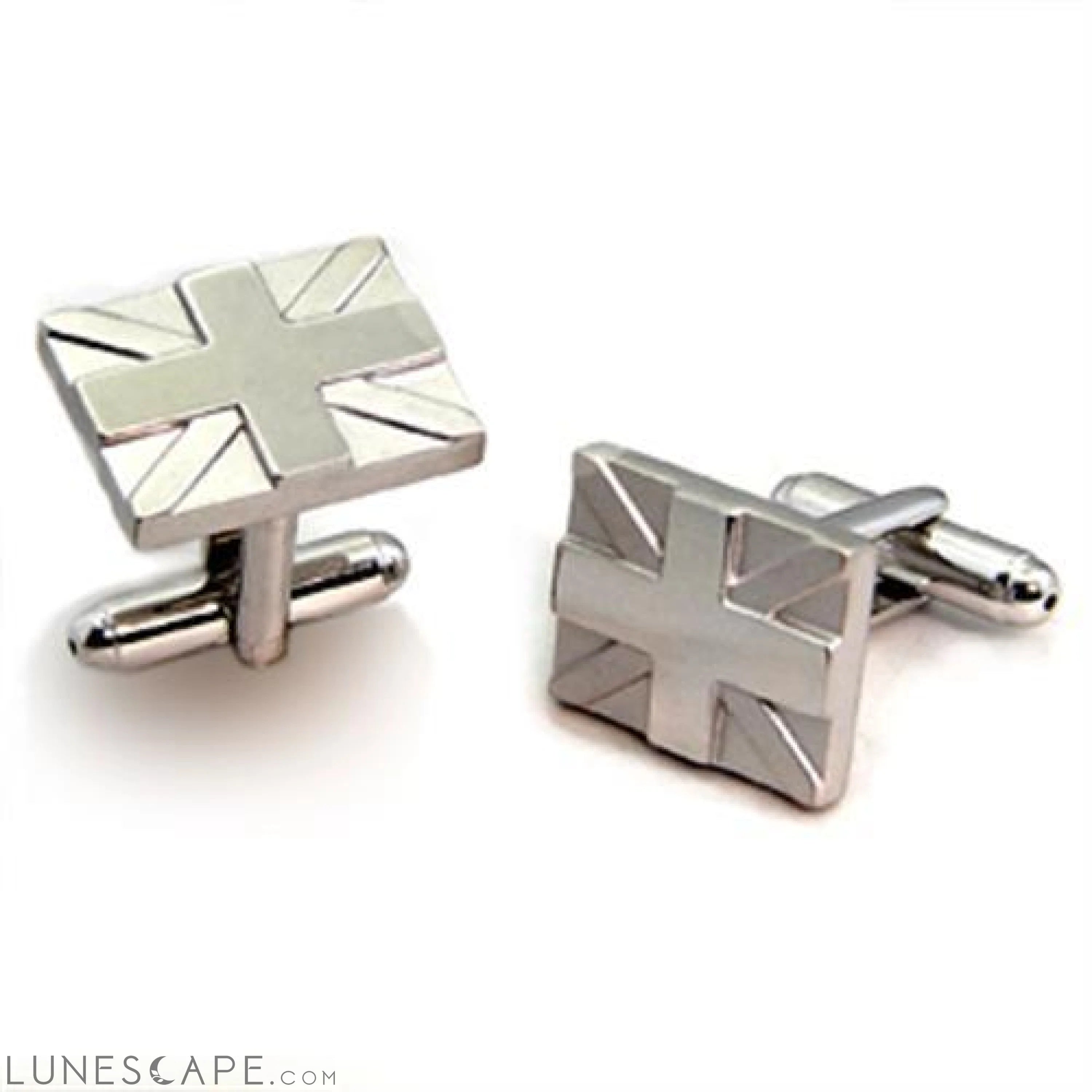 Matte Rhodium & Rhodium Brass Cufflink LUNESCAPE