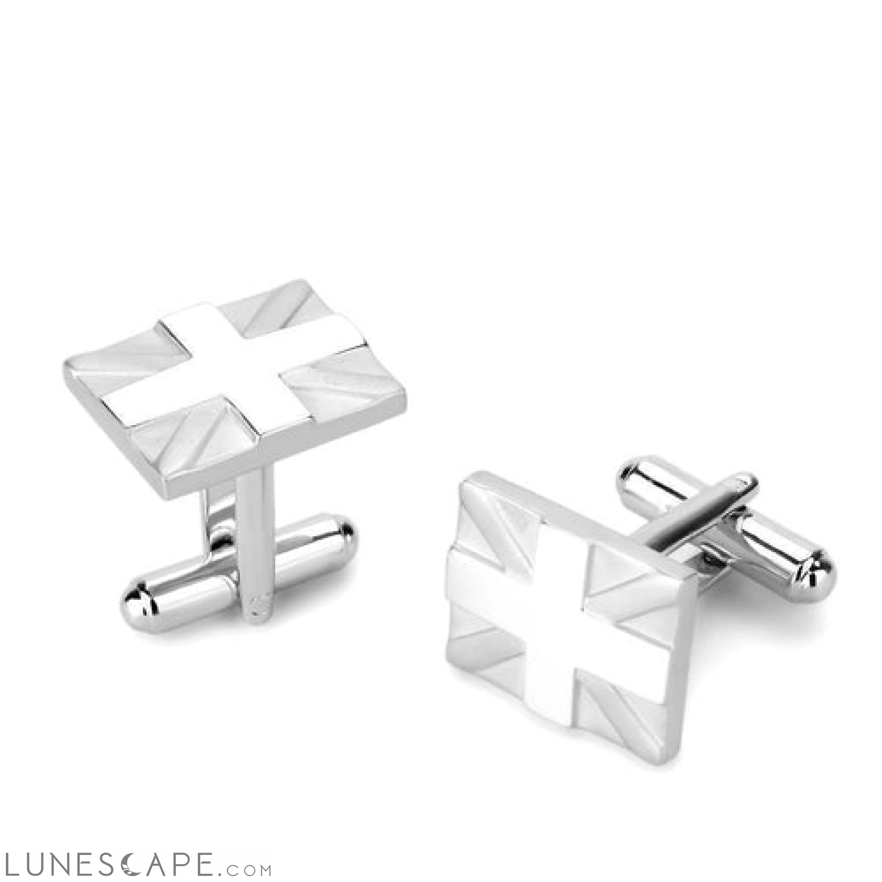 Matte Rhodium & Rhodium Brass Cufflink with No Stone LUNESCAPE