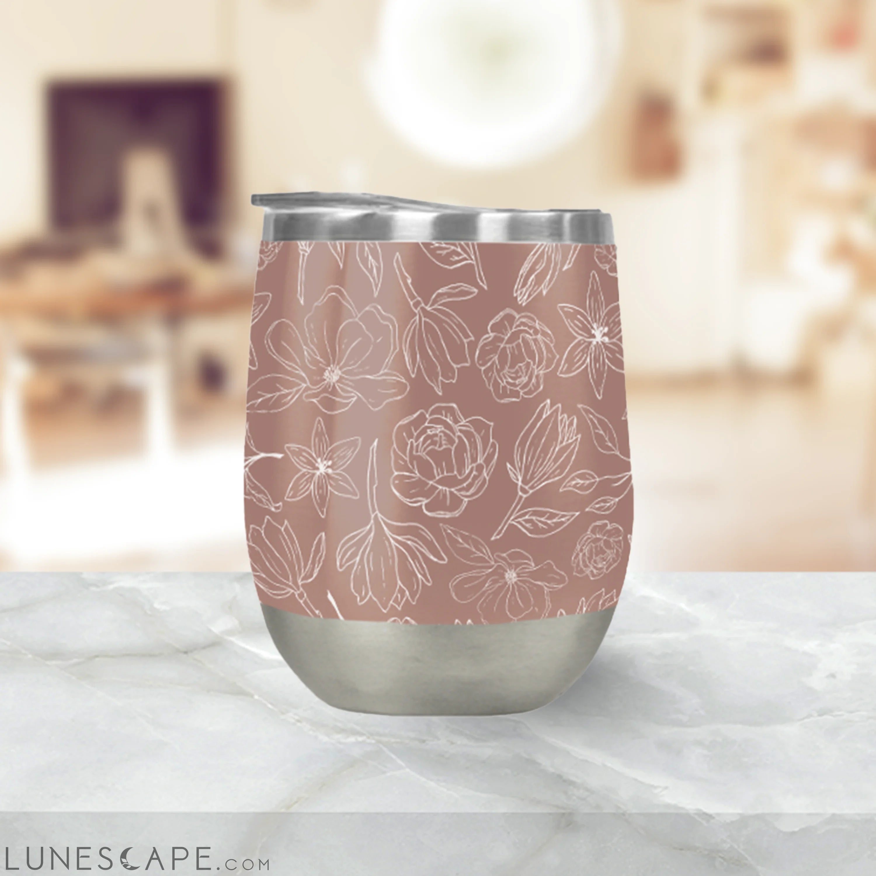 Mauve Magnolia Wine Tumbler LUNESCAPE