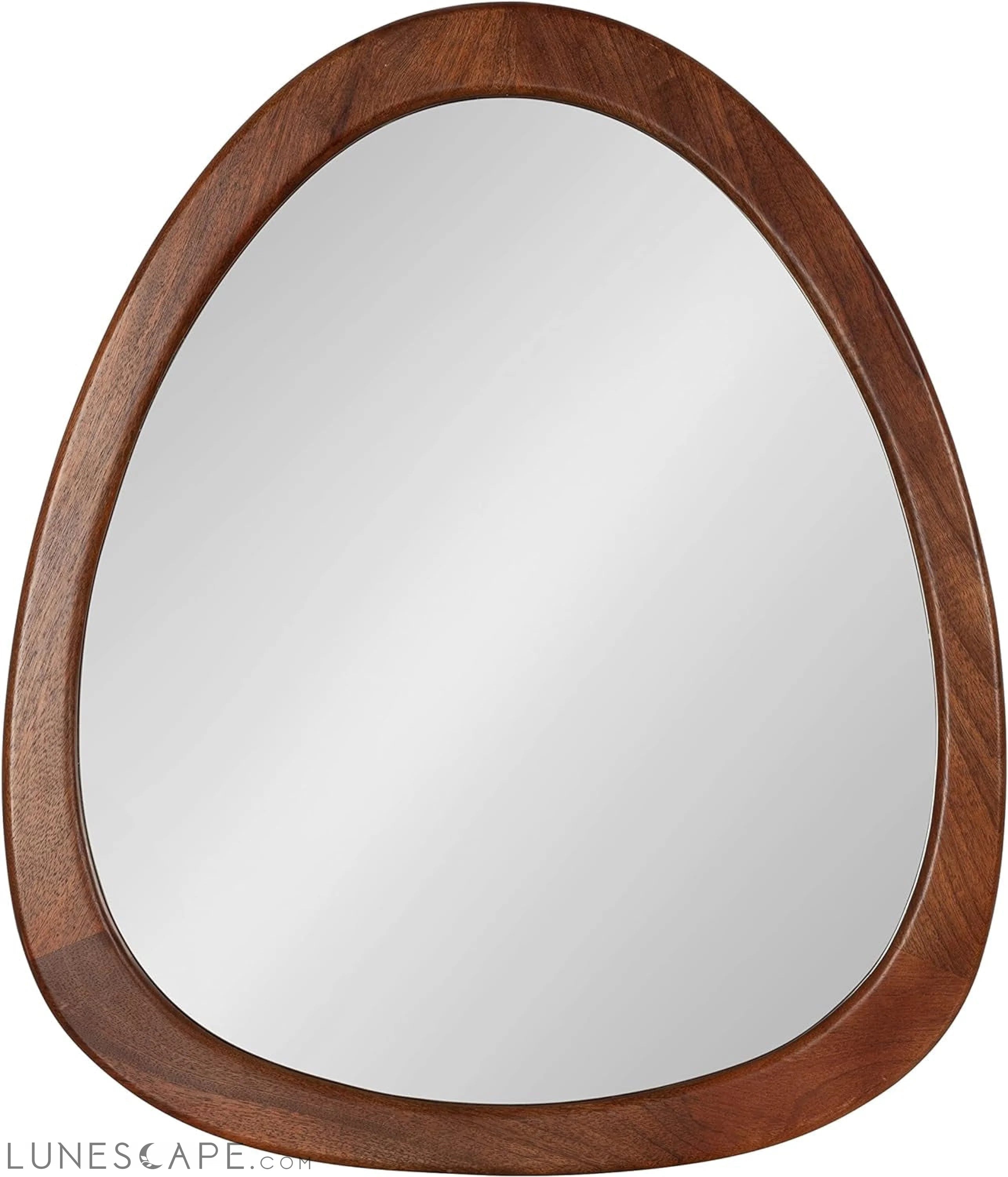 Mckinder Asymmetrical Wood Wall Mirror, 24 X 28, Walnut Brown, LUNESCAPE