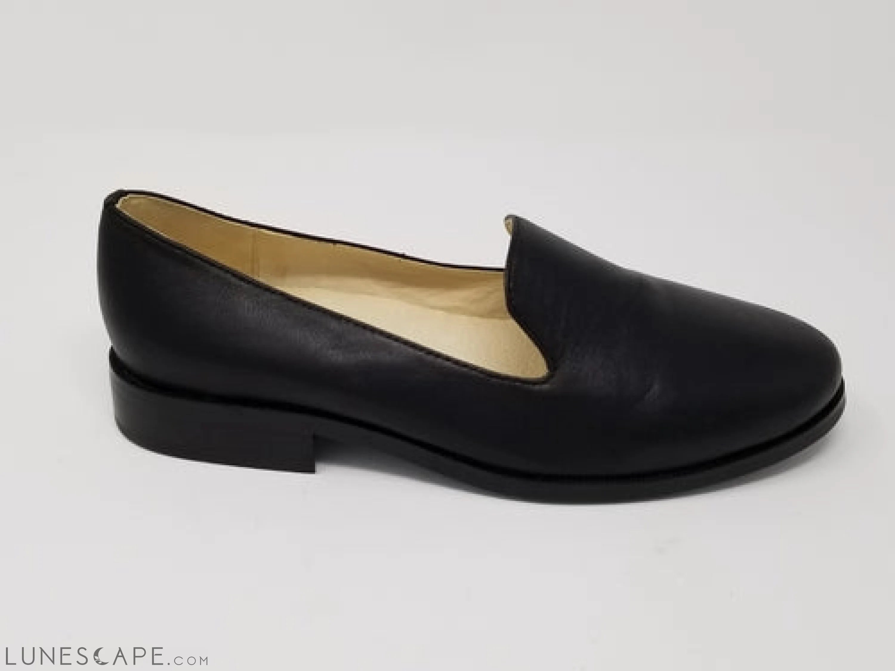 Melrose Black Pebbled Leather Wood Sole Womens Loafer LUNESCAPE