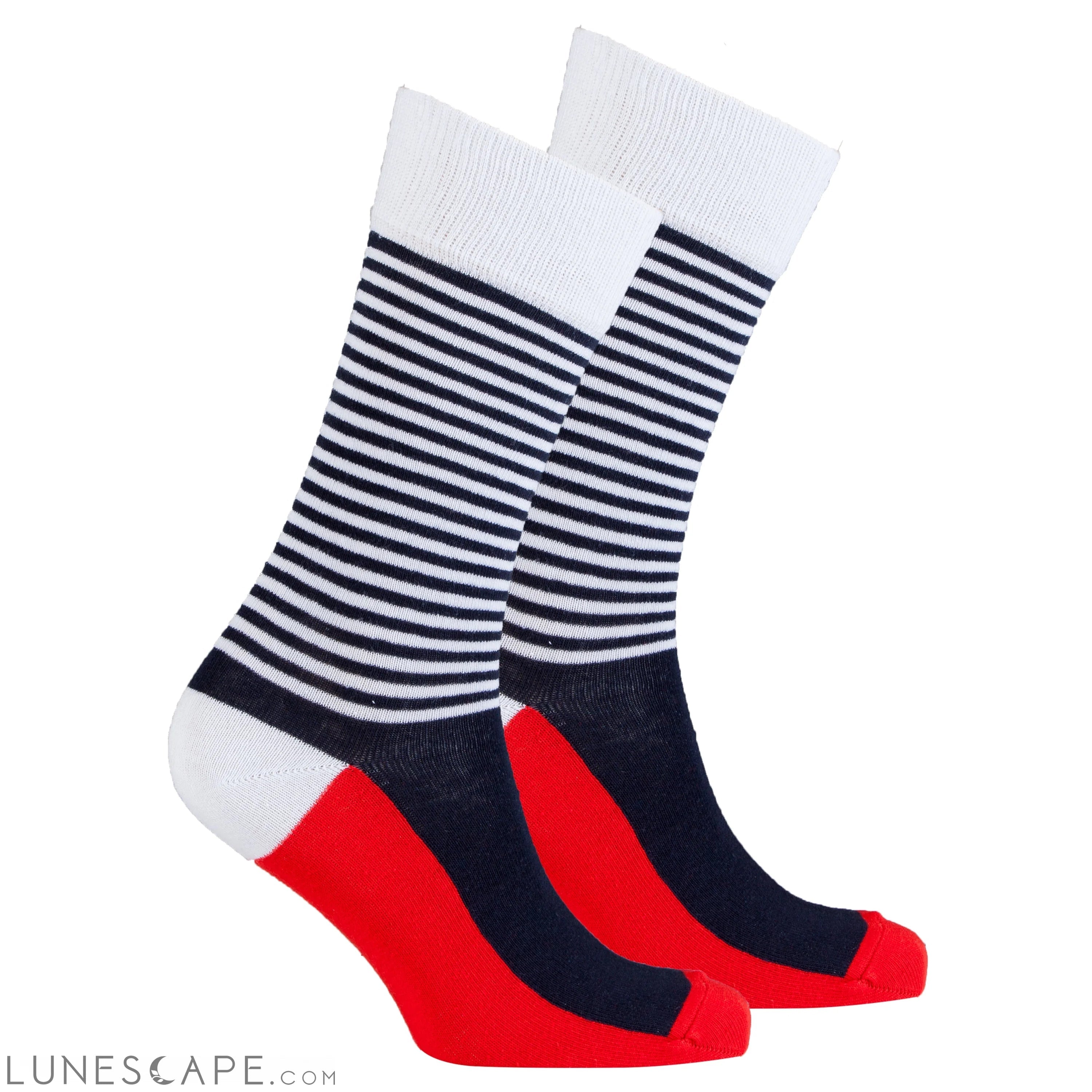 Men's Black-Red Stripe Socks LUNESCAPE