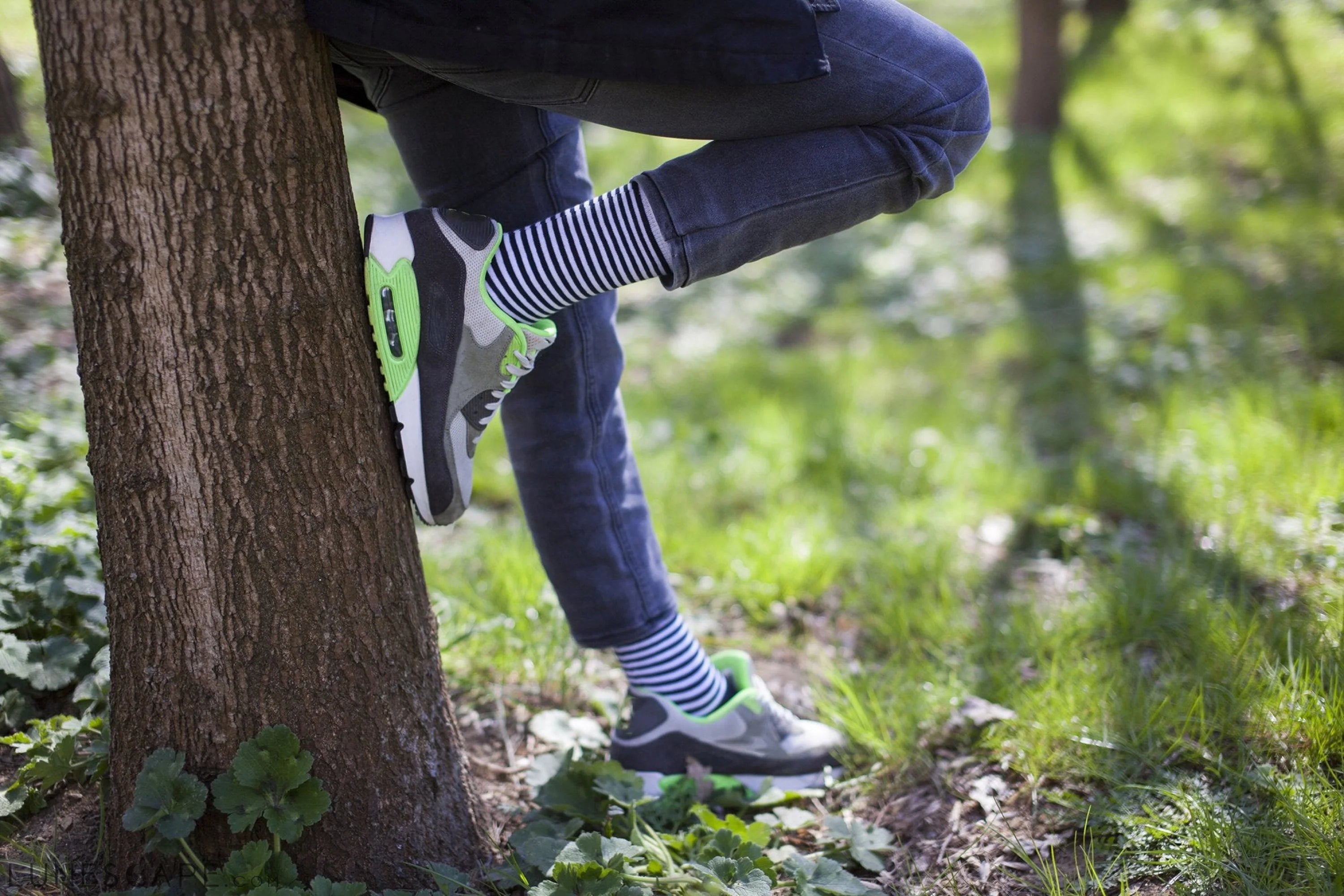 Men's Black-Red Stripe Socks LUNESCAPE