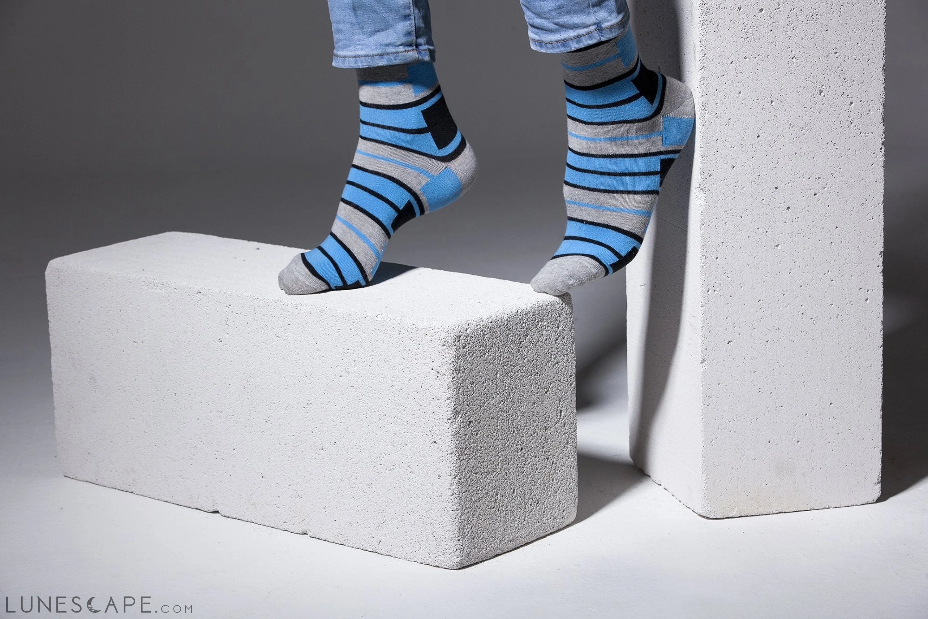 Men's Blue Patterned Socks LUNESCAPE