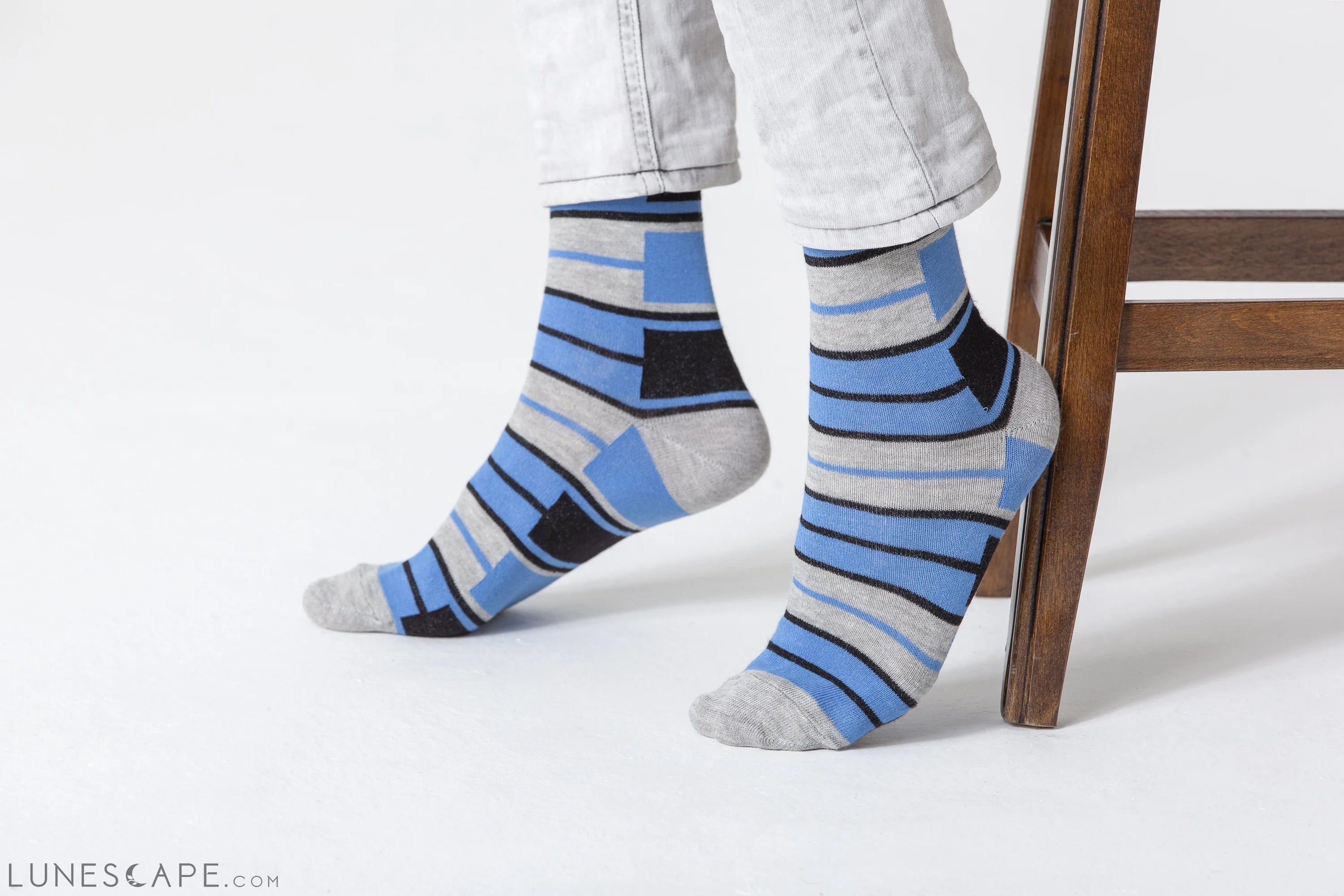 Men's Blue Patterned Socks LUNESCAPE