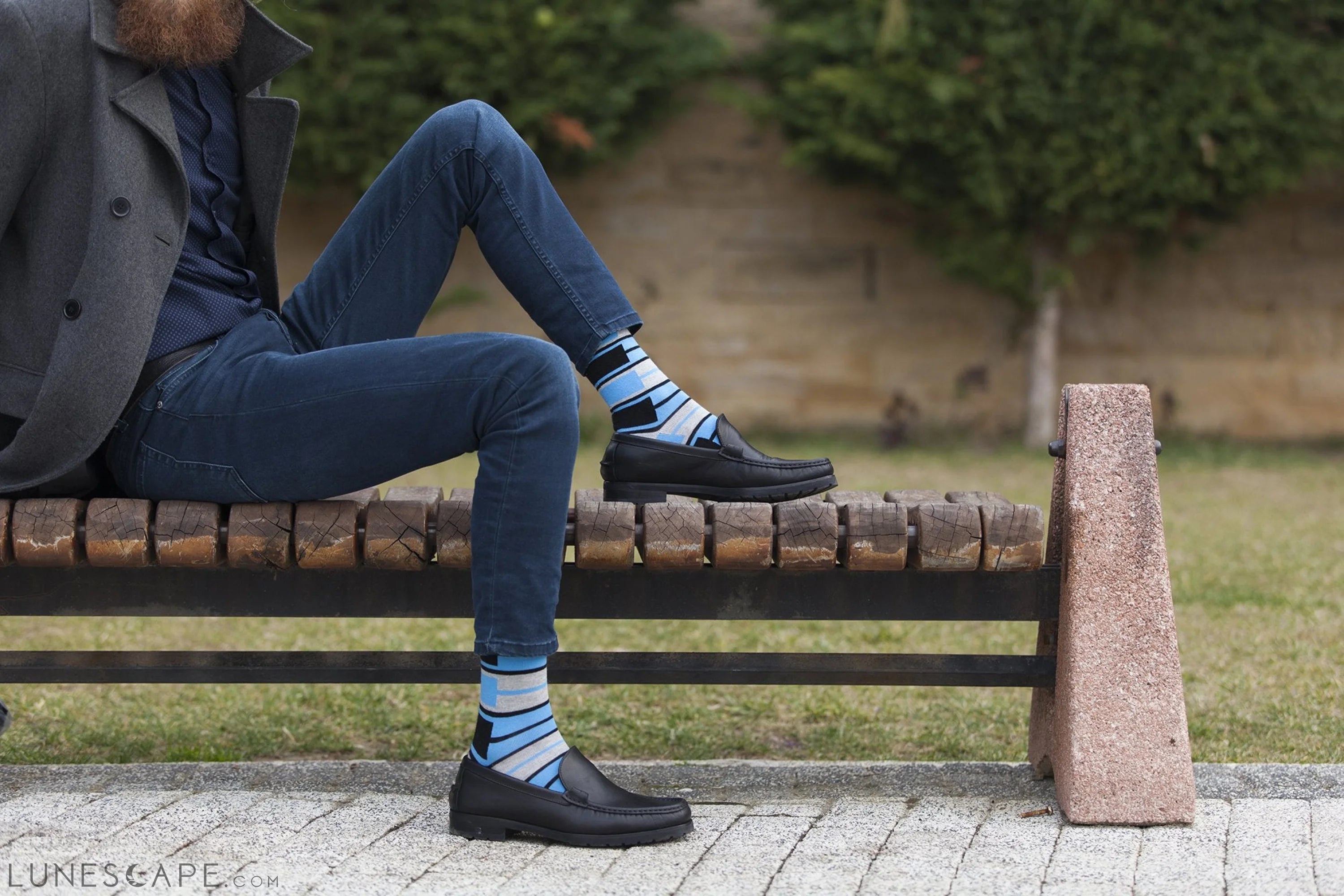 Men's Blue Patterned Socks LUNESCAPE