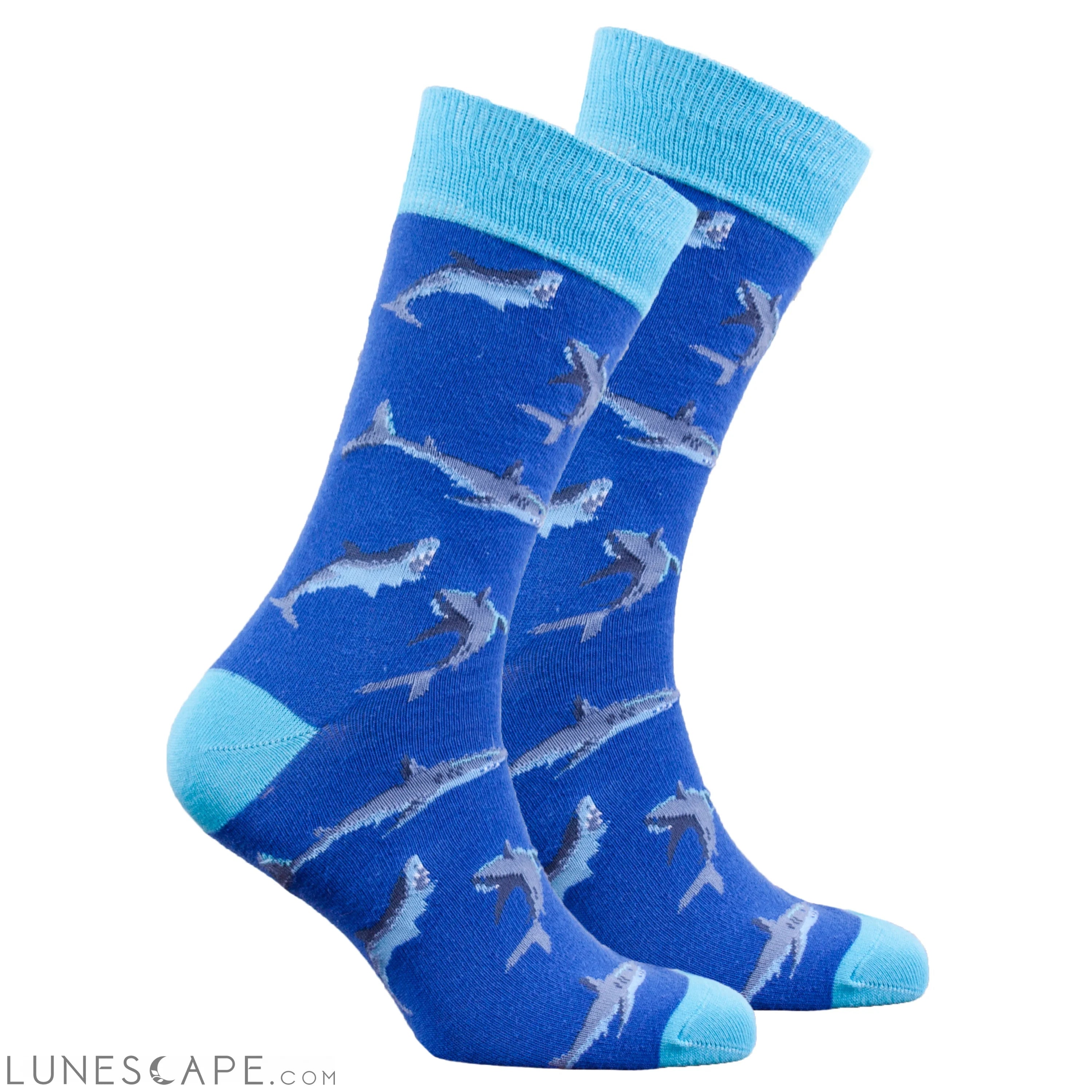 Men's Blue Shark Socks LUNESCAPE