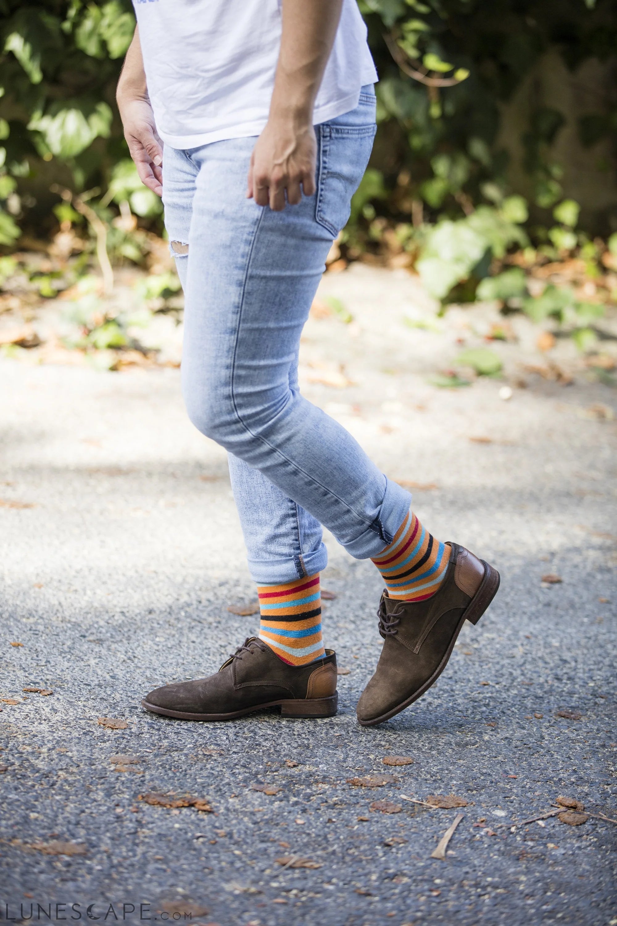 Men's Blue Tiger Stripe Socks LUNESCAPE