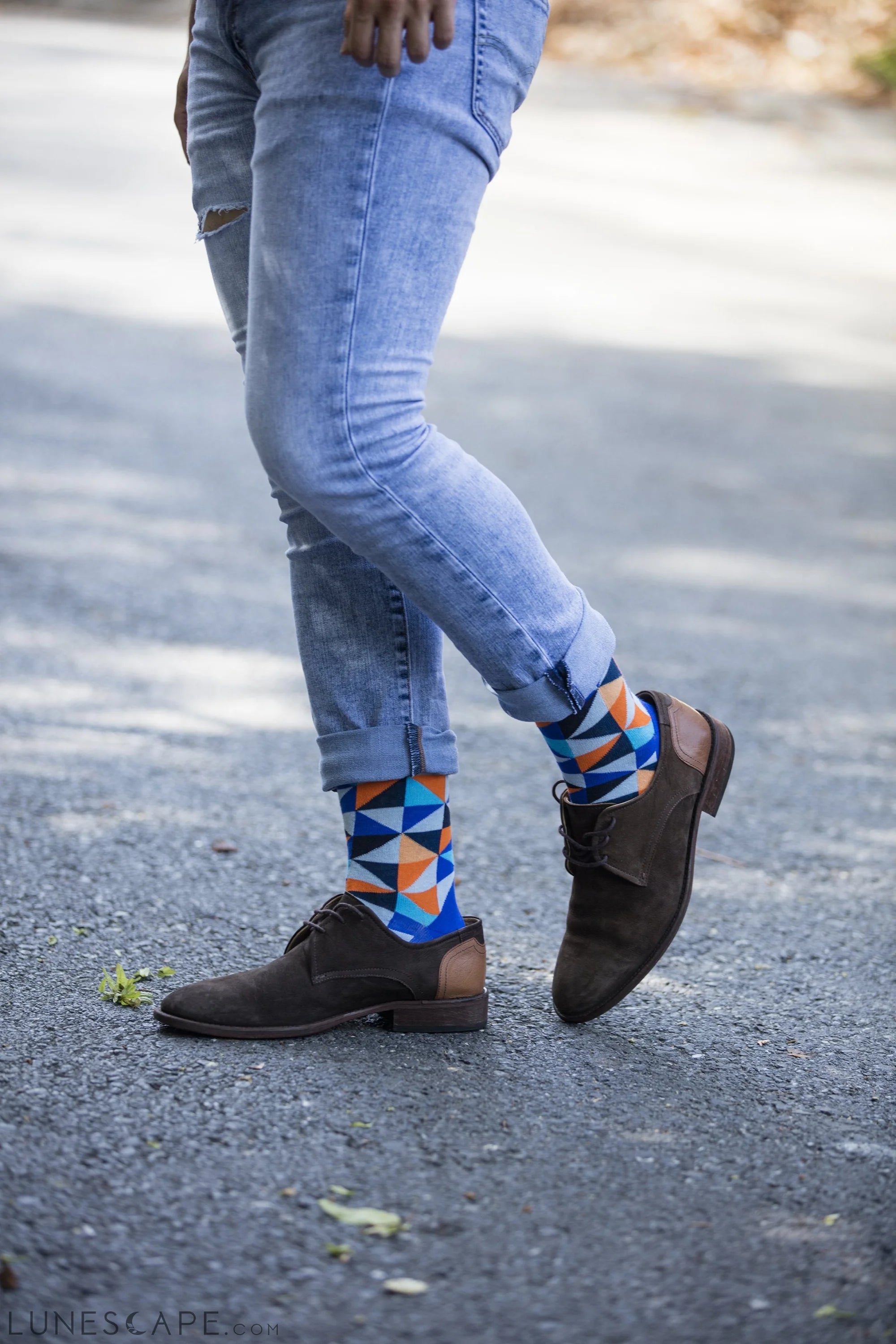 Men's Blue Triangle Socks LUNESCAPE