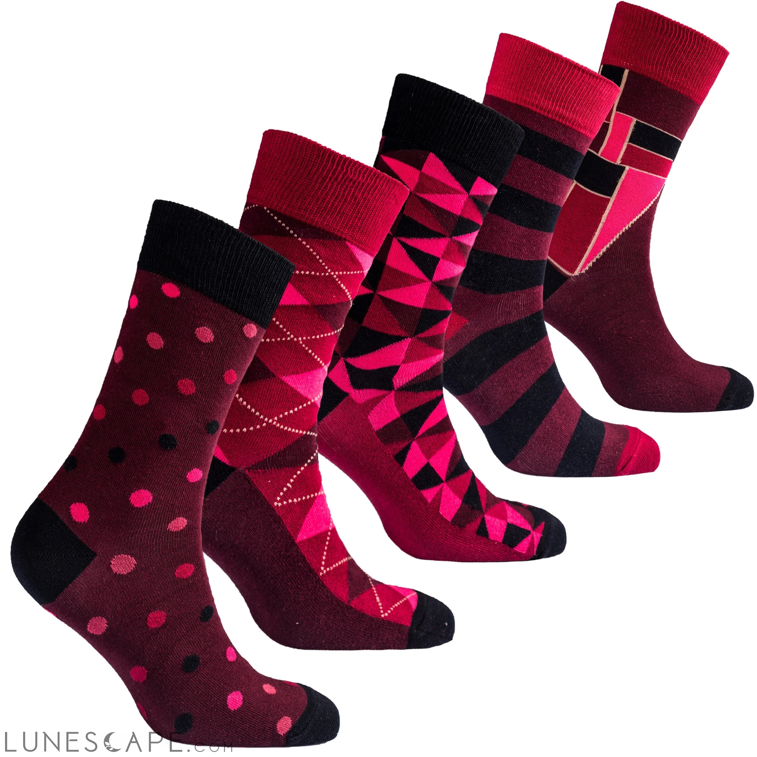 Men's Burgundy Mix Set Socks LUNESCAPE