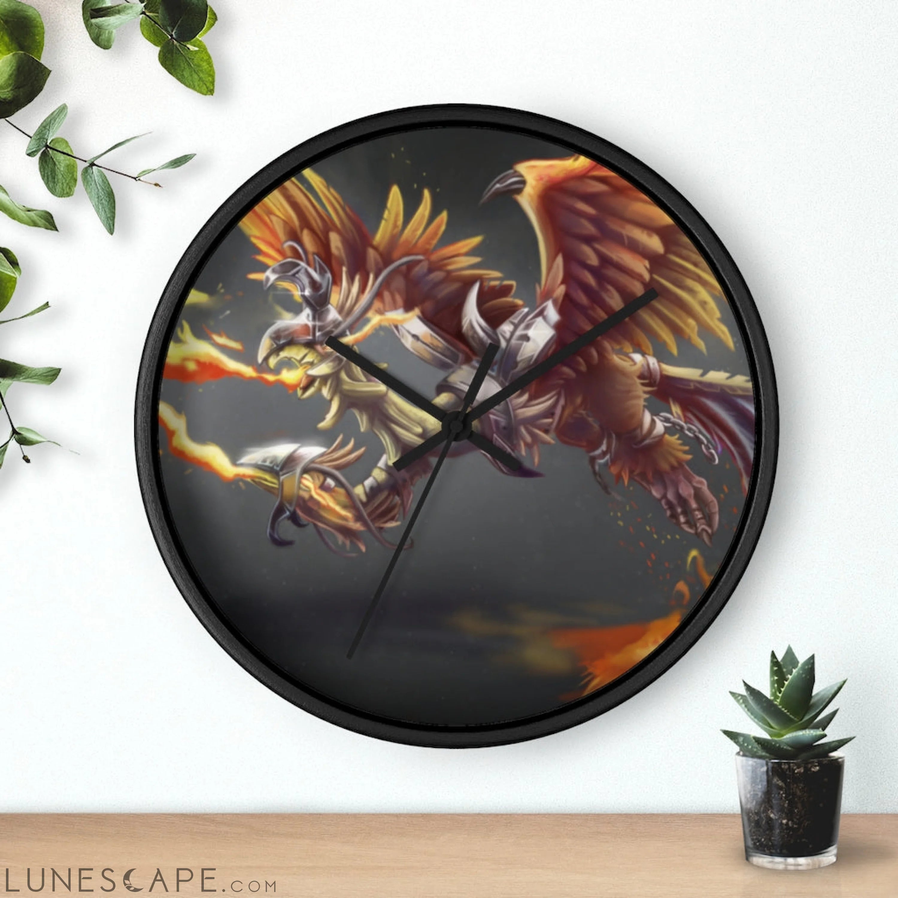 Merciless the Flaming SkyBird Wall clock LUNESCAPE