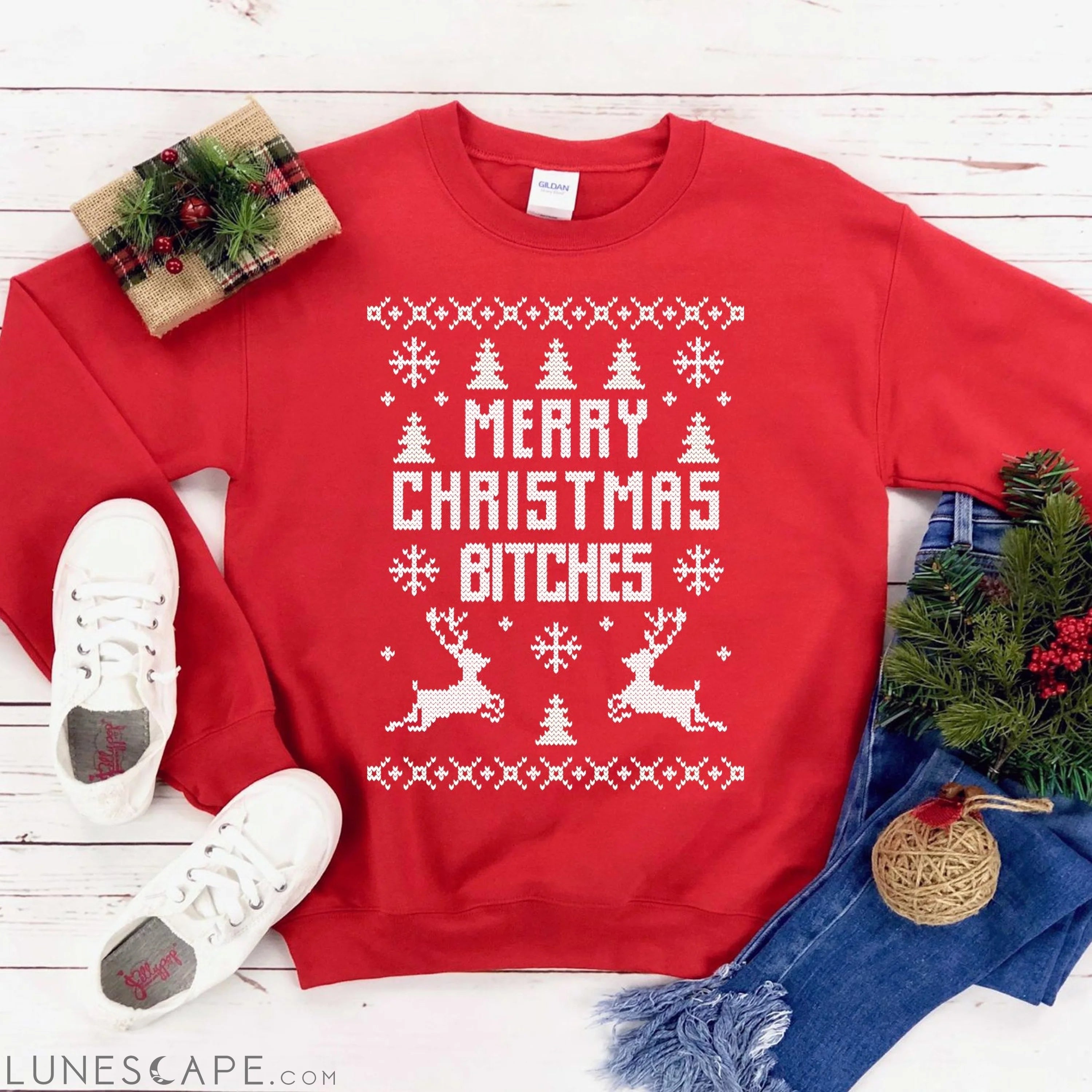 Merry Christmas Bitches Sweatshirt LUNESCAPE