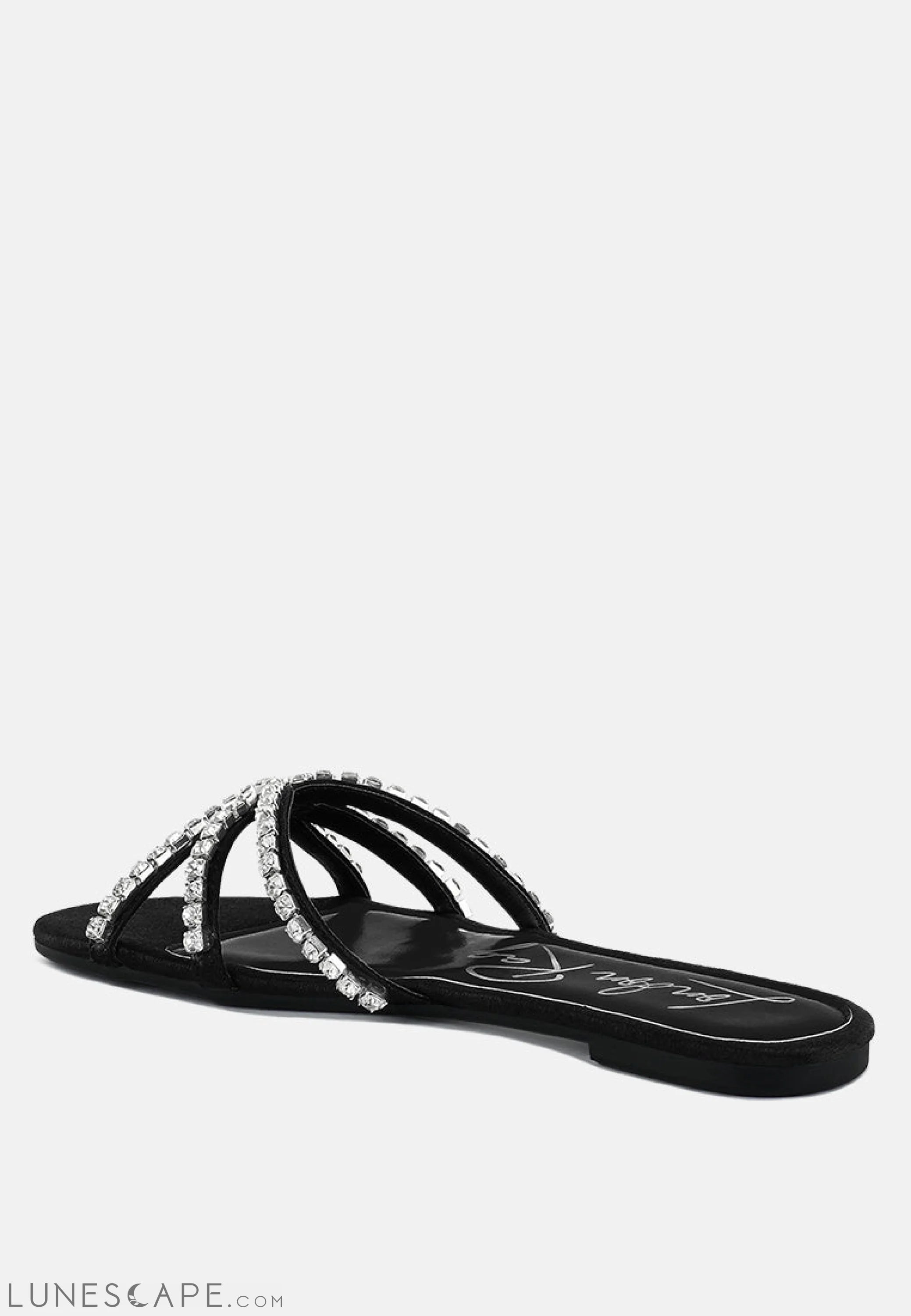 Mezzie Diamante Embellished Flat Sandals LUNESCAPE