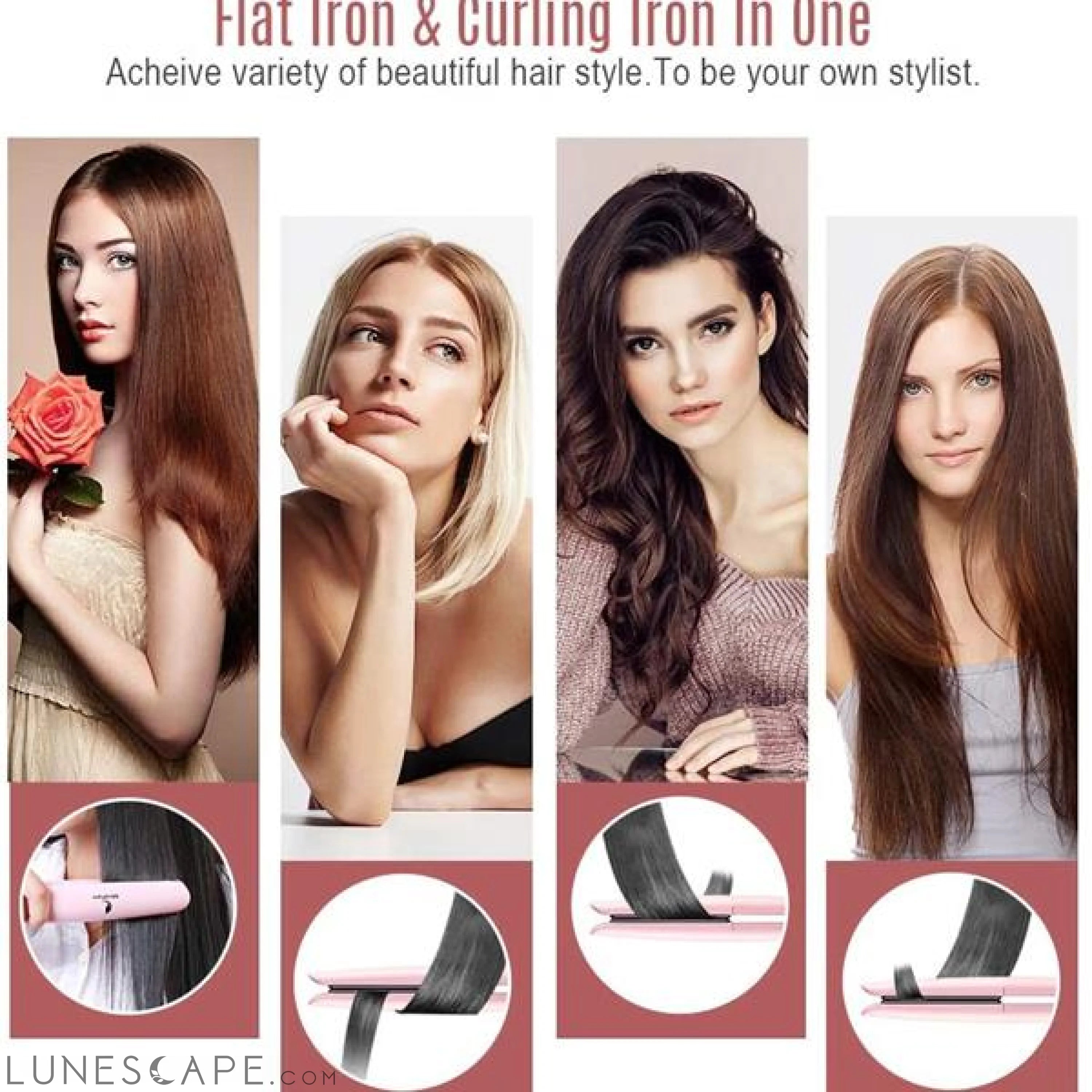 MiroPure 2-in-1 Infrared Ceramic Flat Iron Hair Straightener LUNESCAPE