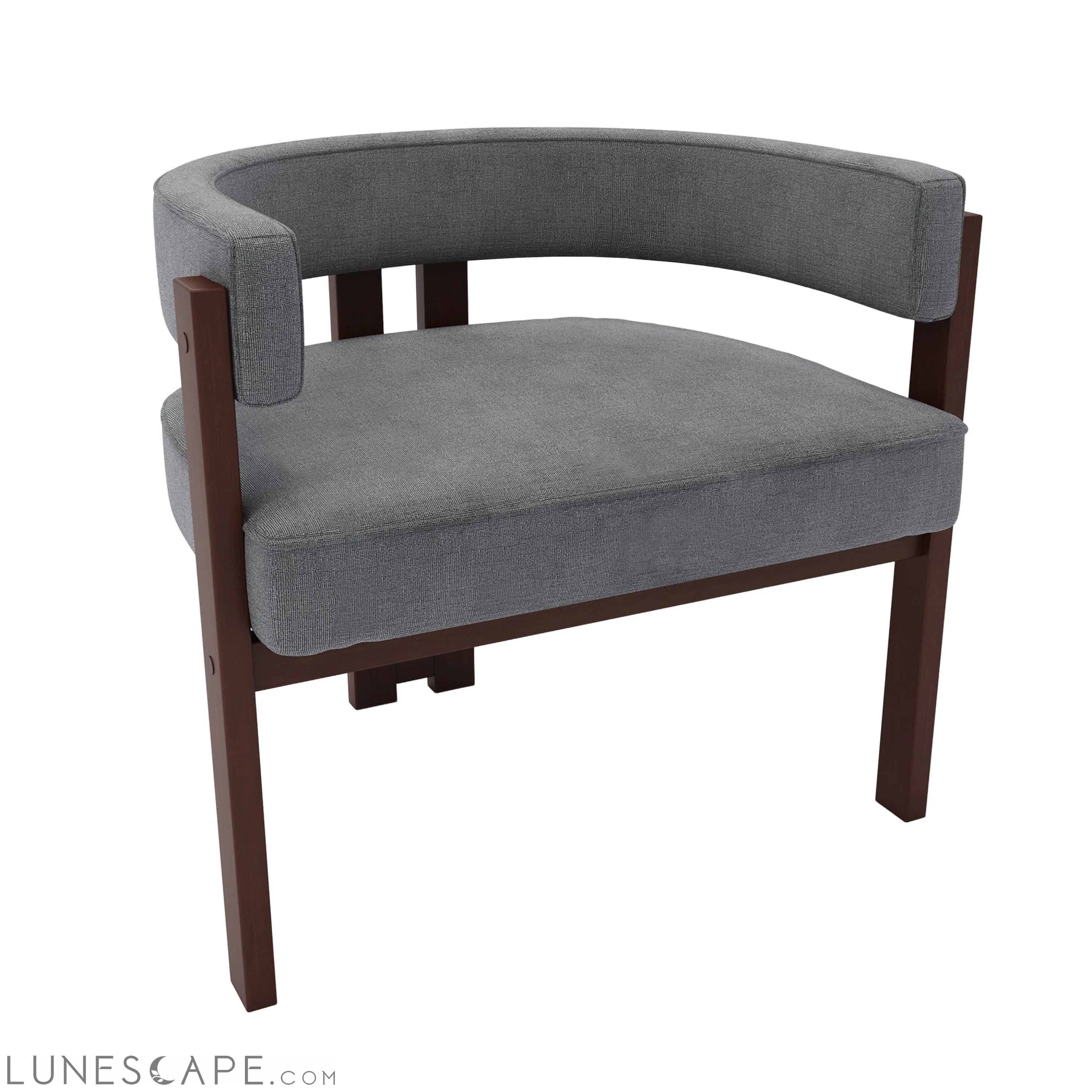 Modern Accent Chair Teddy Upholstered Armchair with Open Back 3 Legs LUNESCAPE