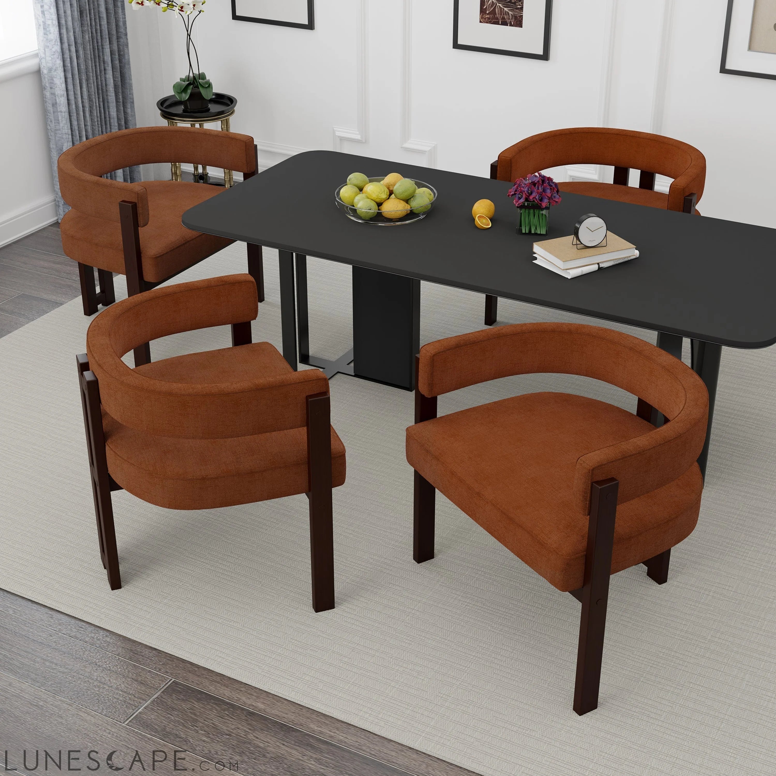 Modern Accent Chair Teddy Upholstered Armchair with Open Back 3 Legs LUNESCAPE