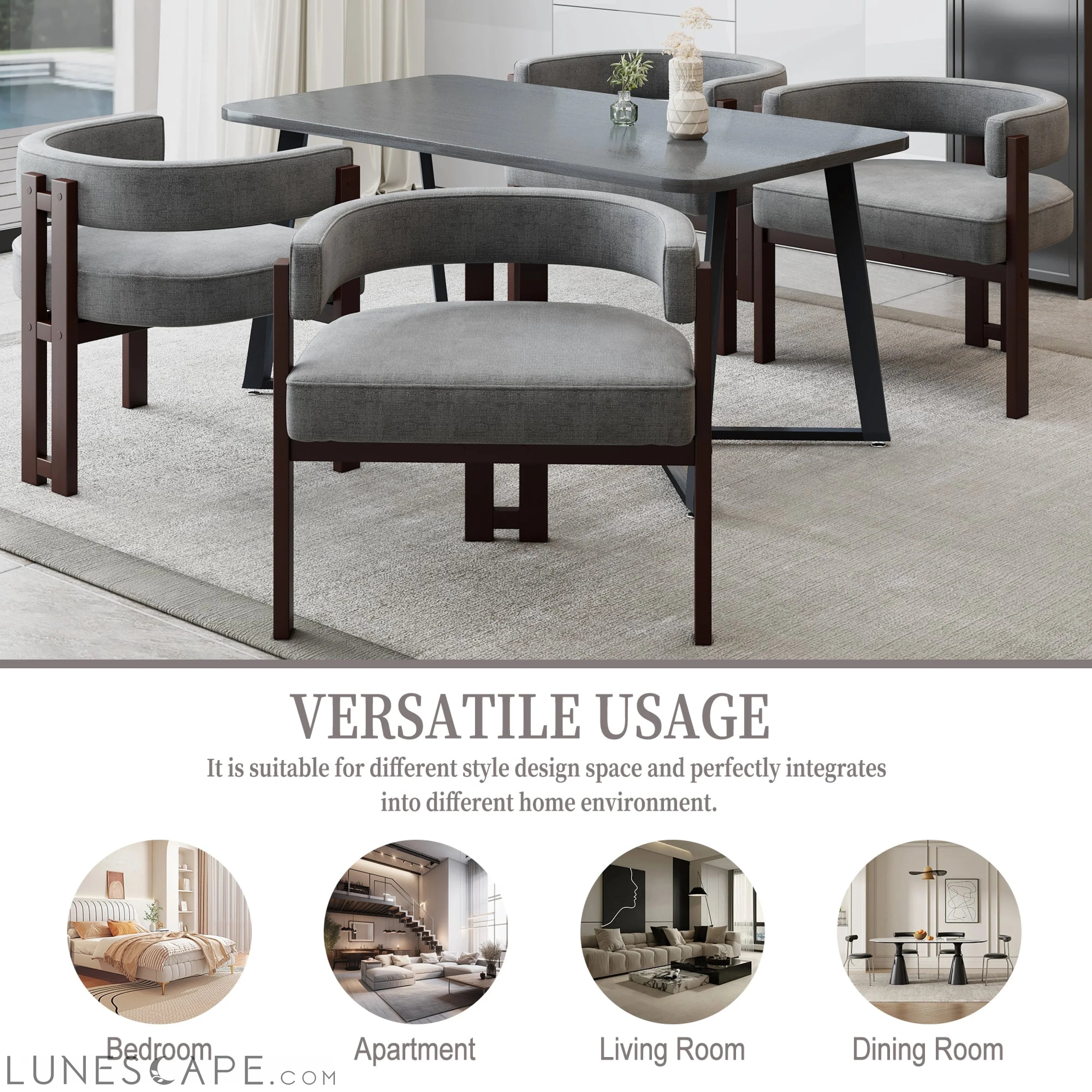 Modern Accent Chair Teddy Upholstered Armchair with Open Back 3 Legs LUNESCAPE