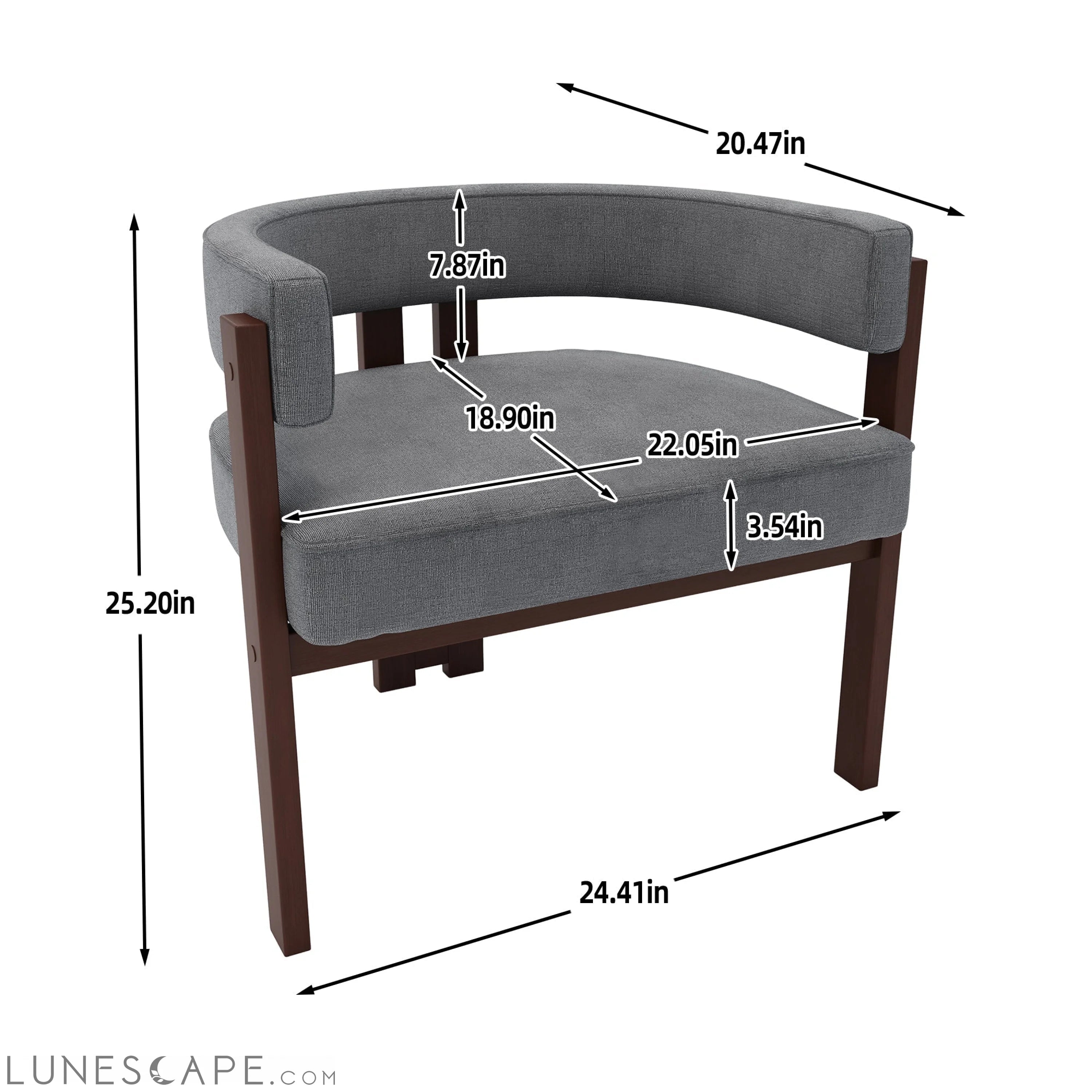 Modern Accent Chair Teddy Upholstered Armchair with Open Back 3 Legs LUNESCAPE