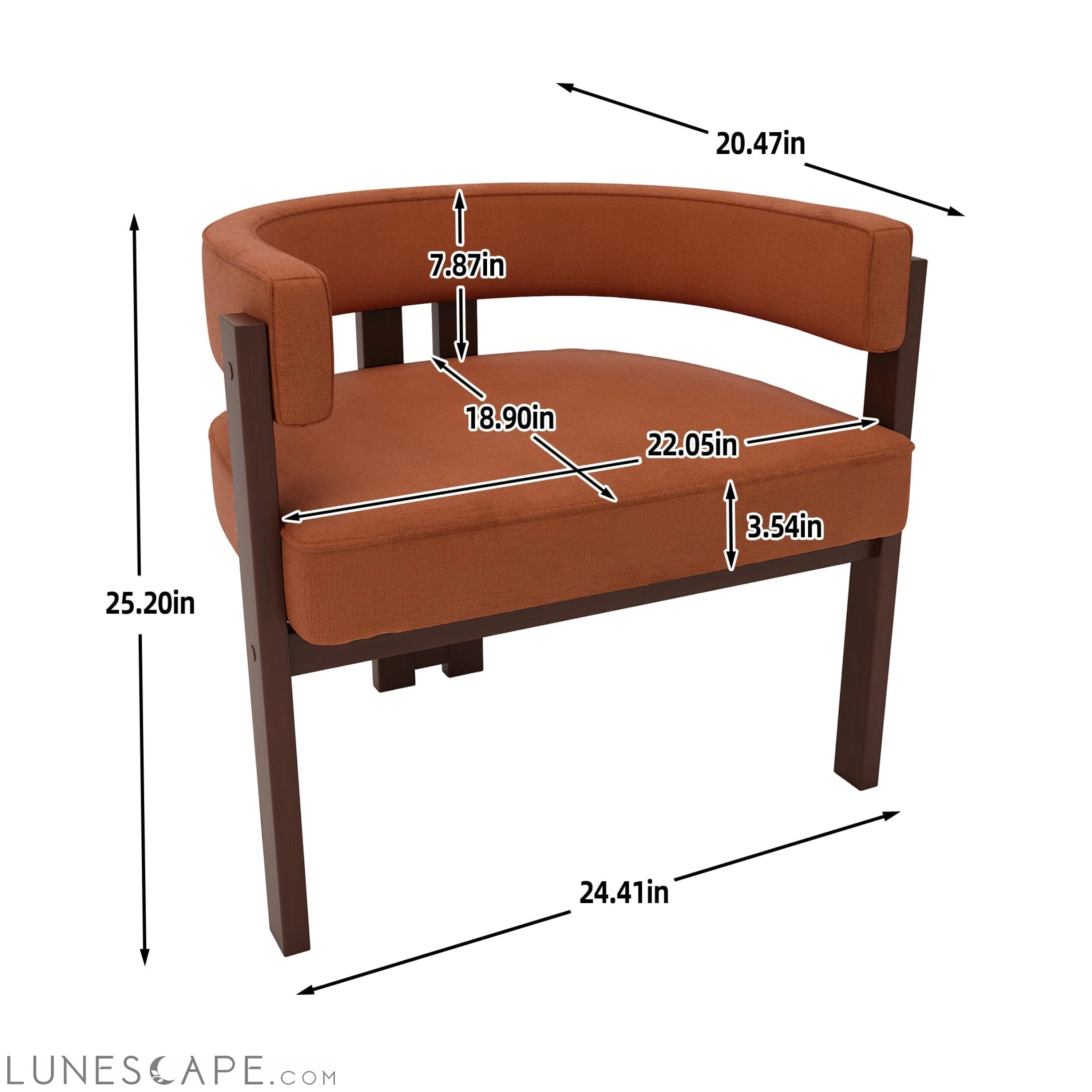 Modern Accent Chair Teddy Upholstered Armchair with Open Back 3 Legs LUNESCAPE