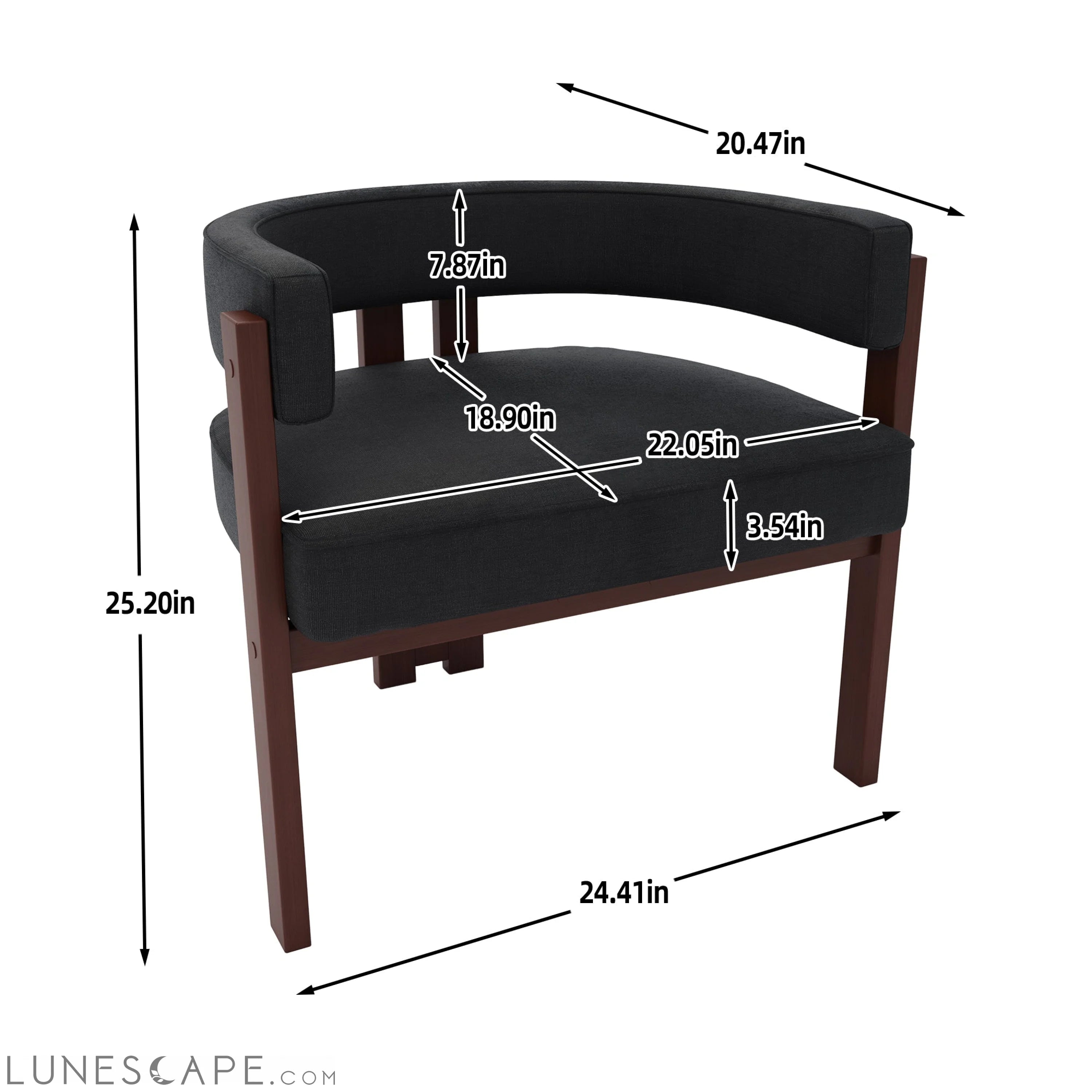 Modern Accent Chair Teddy Upholstered Armchair with Open Back 3 Legs LUNESCAPE