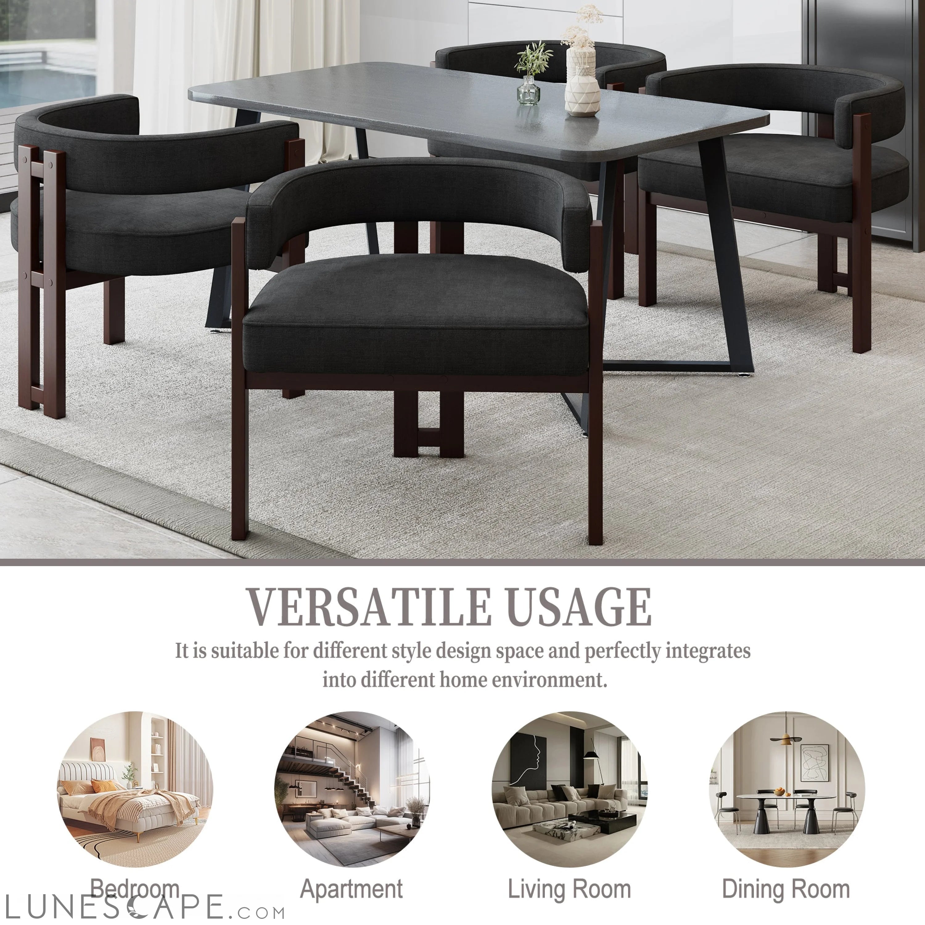 Modern Accent Chair Teddy Upholstered Armchair with Open Back 3 Legs LUNESCAPE