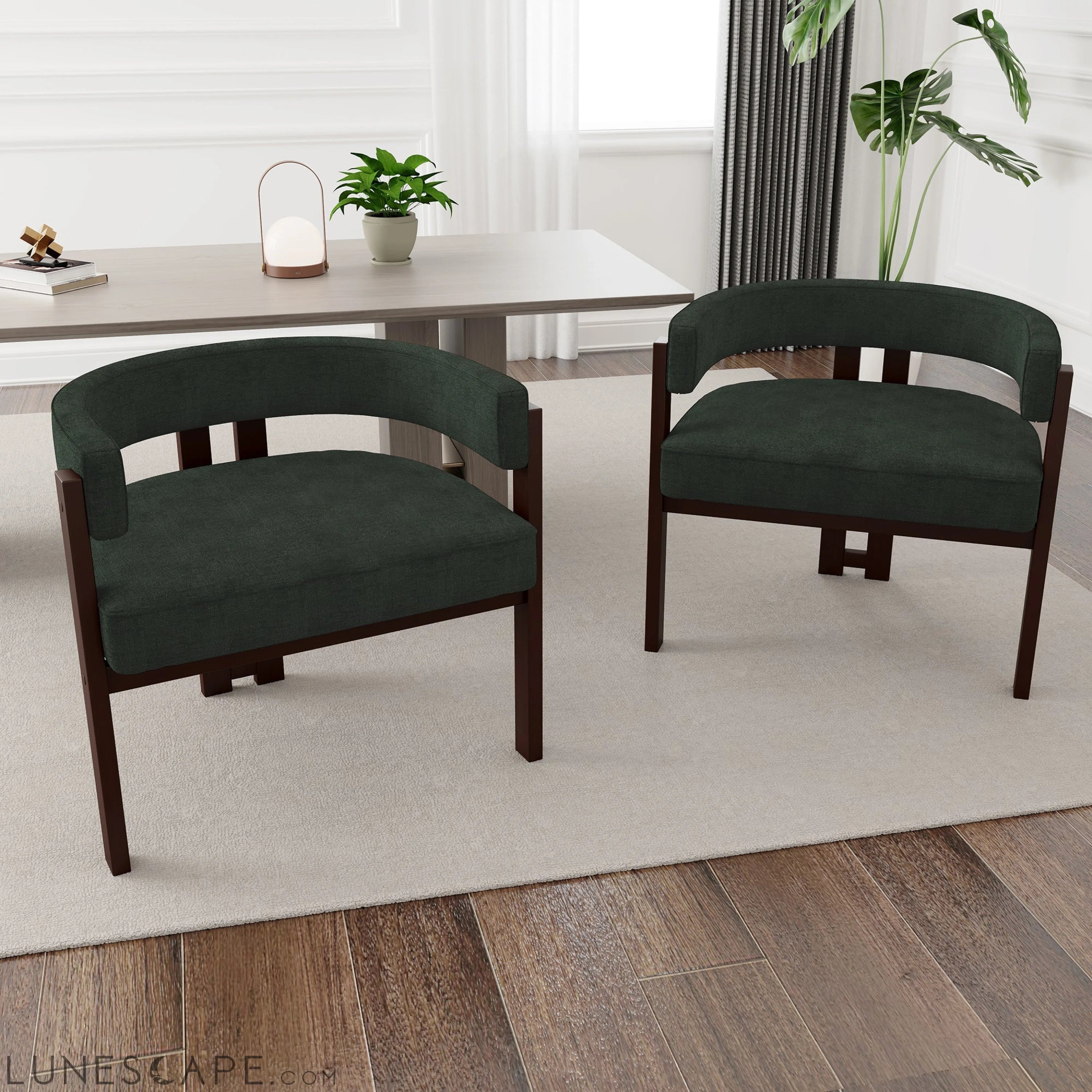 Modern Accent Chair Teddy Upholstered Armchair with Open Back 3 Legs LUNESCAPE