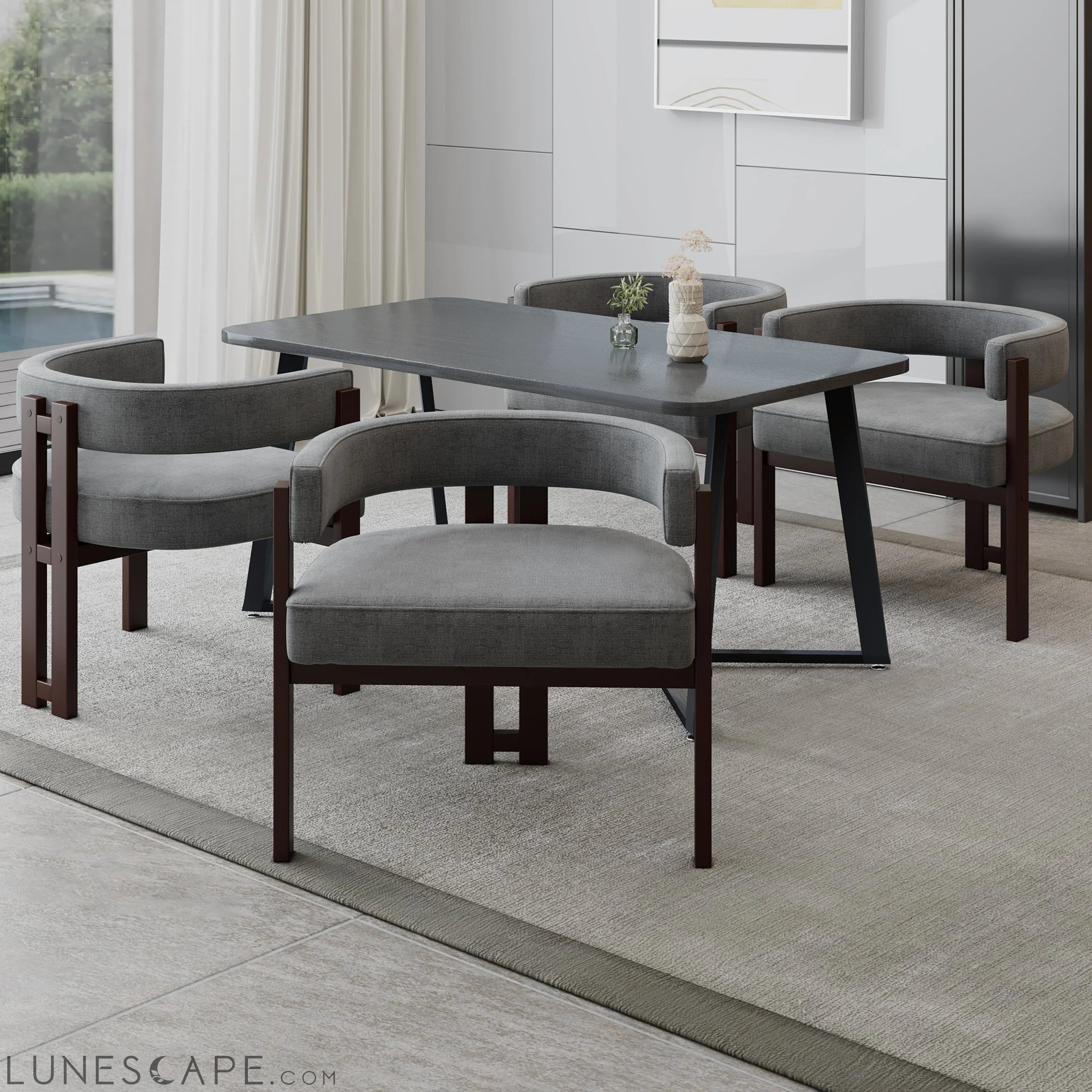 Modern Accent Chair Teddy Upholstered Armchair with Open Back 3 Legs LUNESCAPE