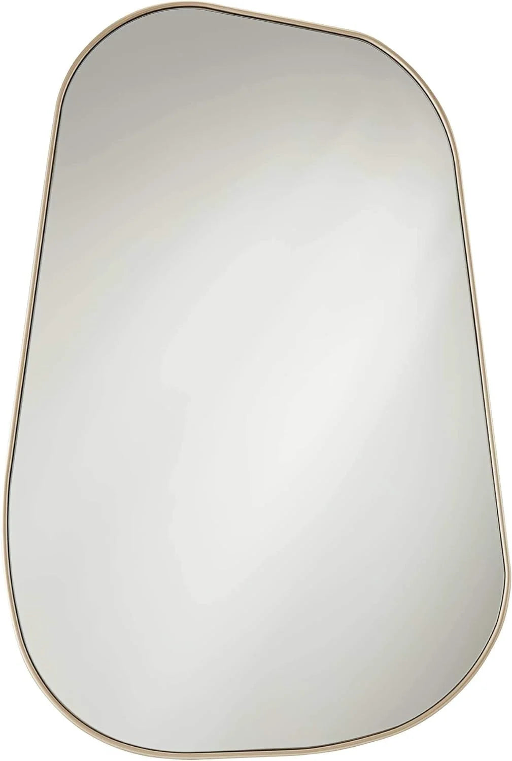 Modern Asymmetrical Curved Corner Champagne Gold Frame Vanity Mirror - LUNESCAPE
