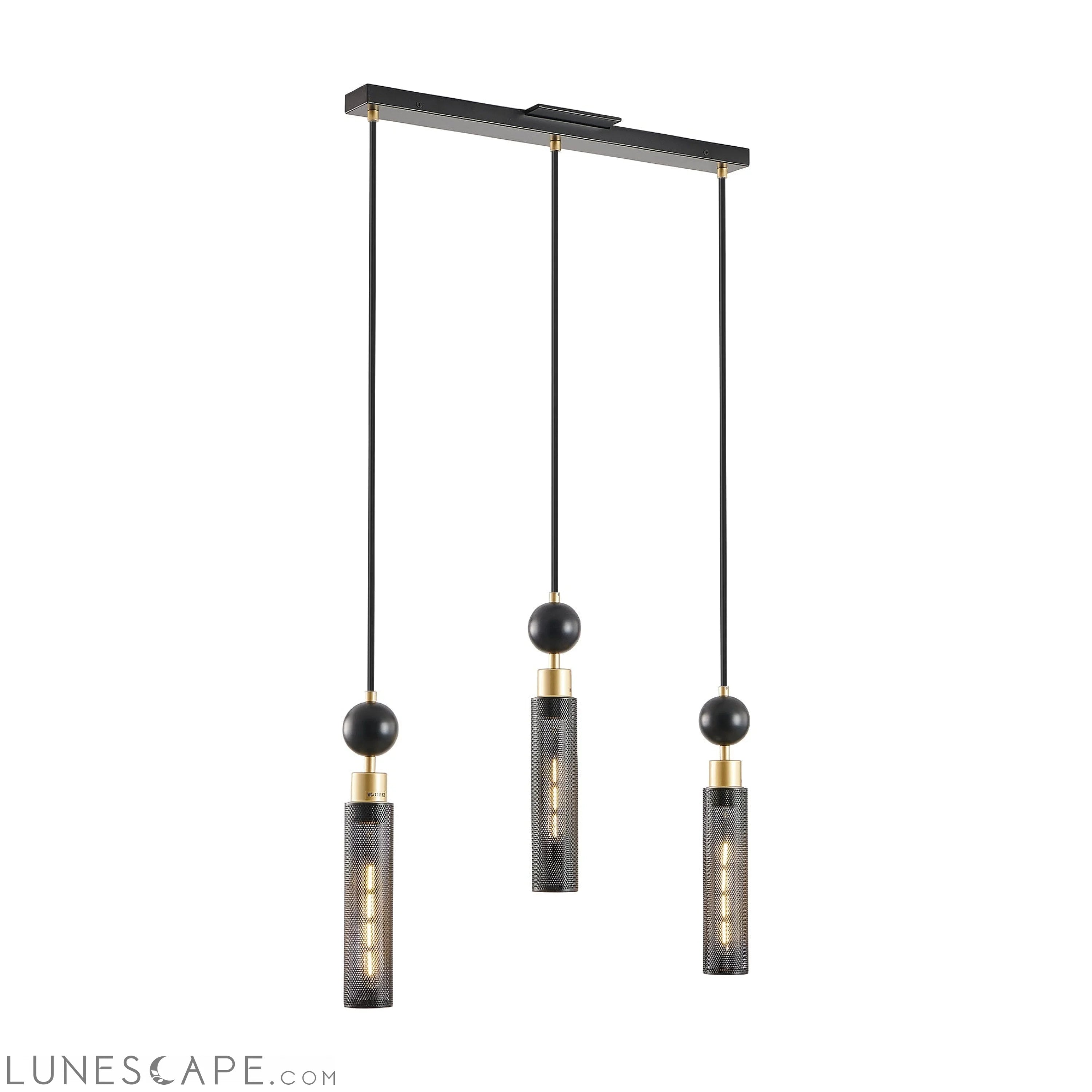 Modern Black and Gold 3-Light Pendant Chandelier, Adjustable LUNESCAPE