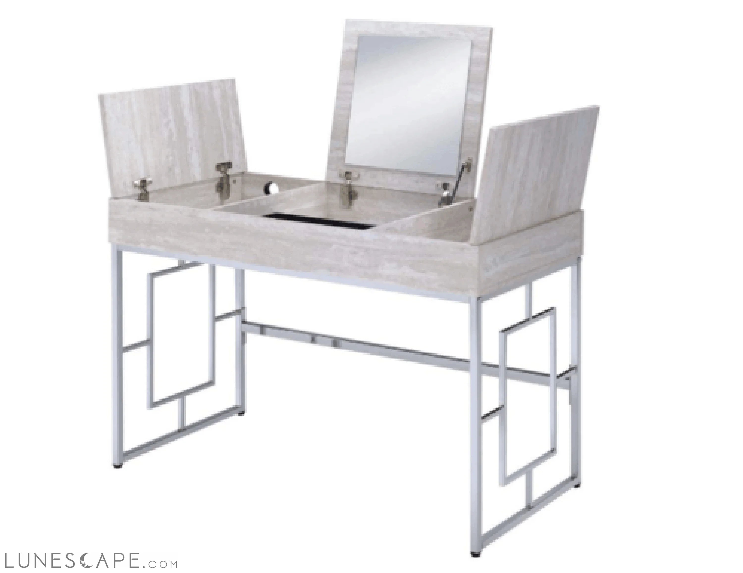 Modern Chic Whitewash Vanity Desk LUNESCAPE